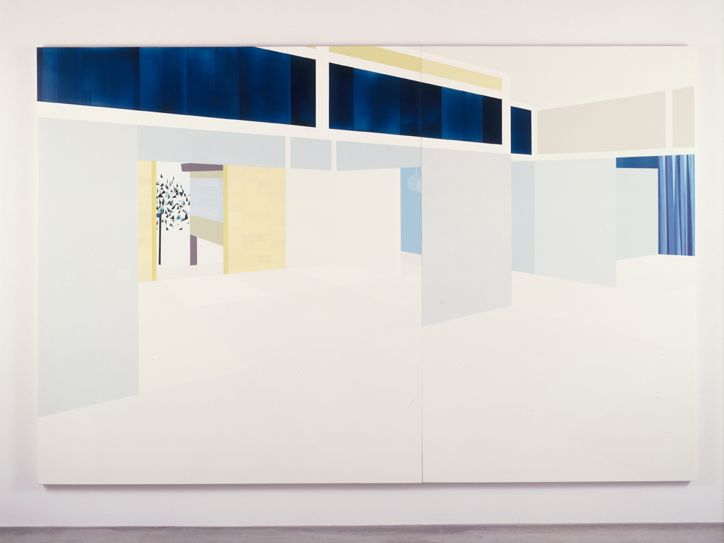  Interior with Sliding Panels (South View), 1998  Oil and acrylic on canvas over panel  96 x 138 inches  243.84 x 325.12 cm       