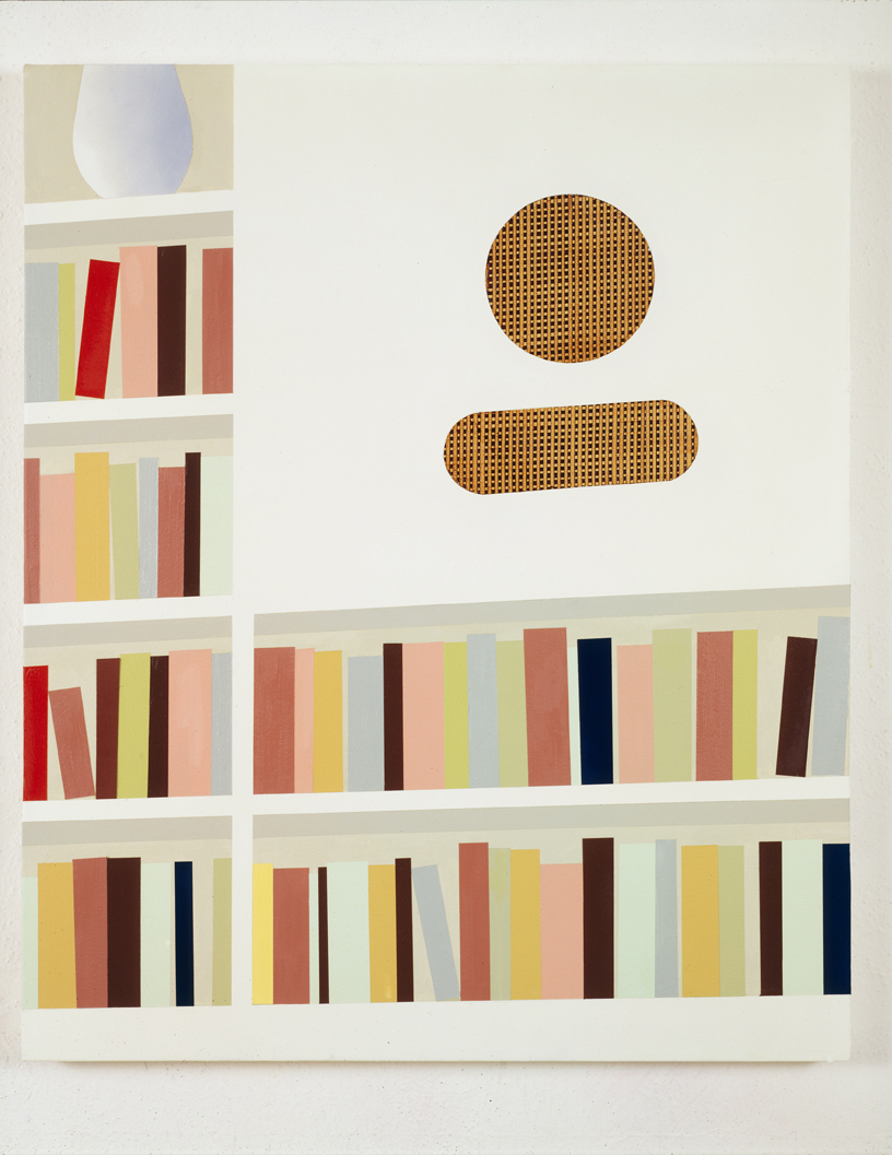  Bookshelf with Custom Speaker, 1997  Oil and acrylic on canvas over panel  36 x 30 inches  91.44 x 76.2 cm       