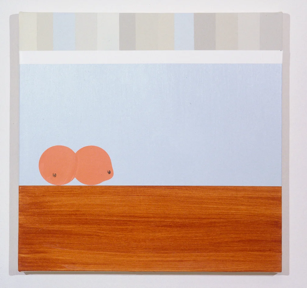 Shelf Over Buffer with Oranges, 1997 Oil and acrylic on canvas over panel 24 x 24 inches 60.96 x 60.96 cm