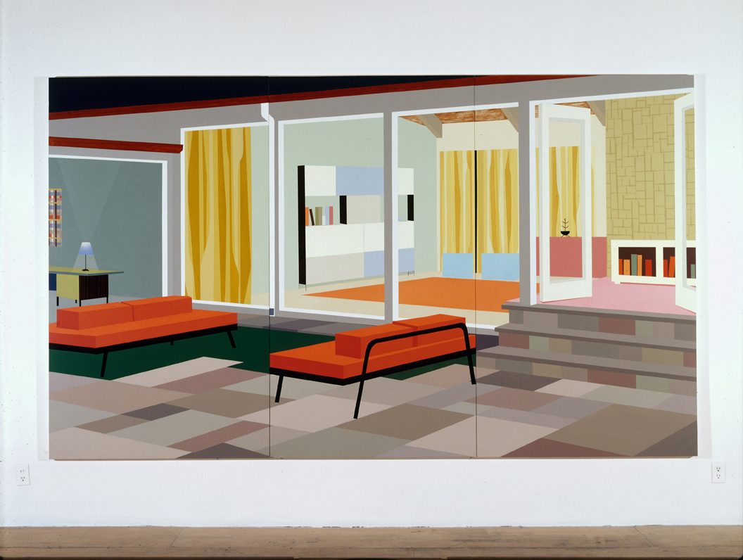  Indoor/Outdoor Living, 1996  Oil and acrylic on canvas over panel  82 x 138-3/4 inches  208.28 x 352.43 cm       