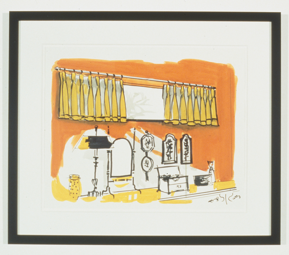  Untitled Interior Sketch 4, 1995  Gouache and marker on paper  14 x 17 inches  35.56 x 43.18 cm       