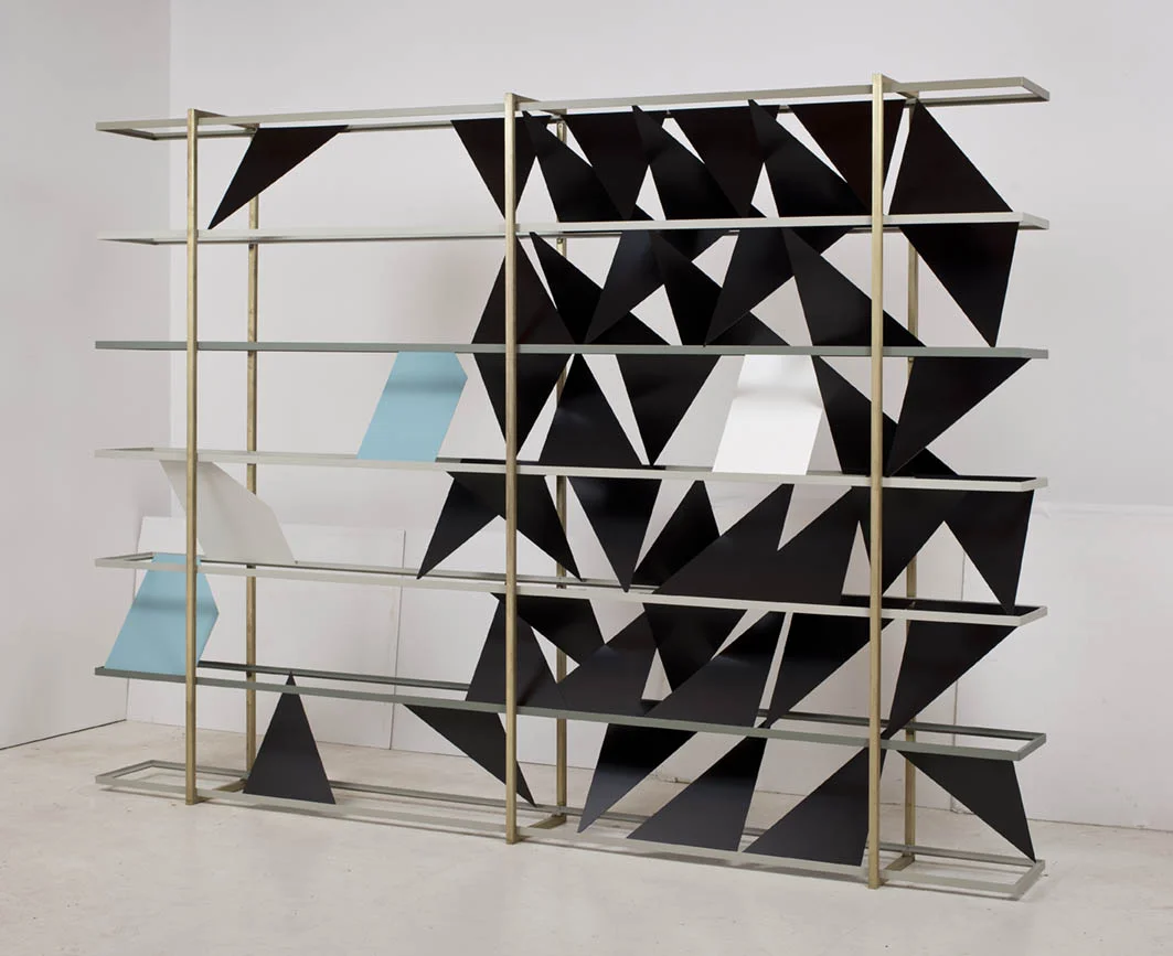 Untitled (screen), 2011 Powder coated steel, brass plated steel and enamel 84 x 120 x 12 inches 213.36 x 304.8 x 30.48 cm