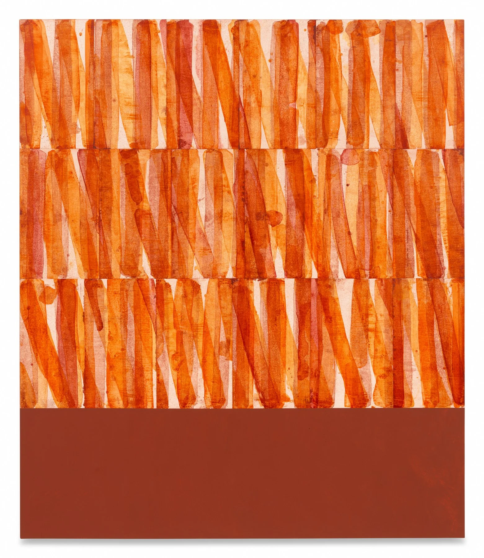      Untitled (4 Bands Mars Red Light), 2025, Pigment dispersion, acrylic, and oil on linen over panel, 70 x 60 inches                 