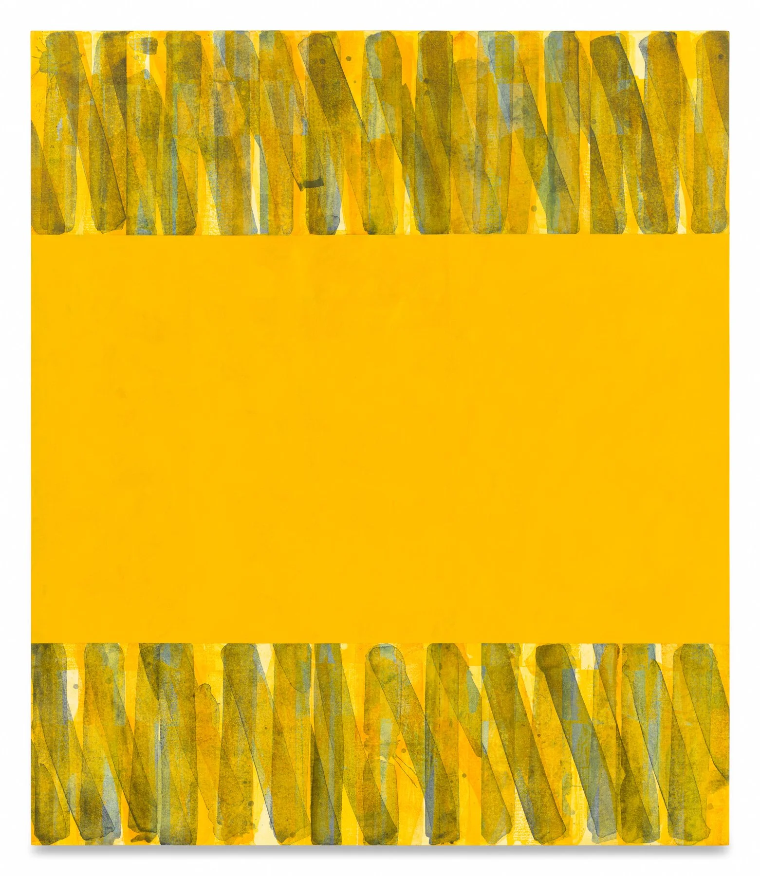  Untitled (3 Bands Golden Hour)  2025, Pigment dispersion, acrylic, and oil on linen over panel  70 x 60 inches       