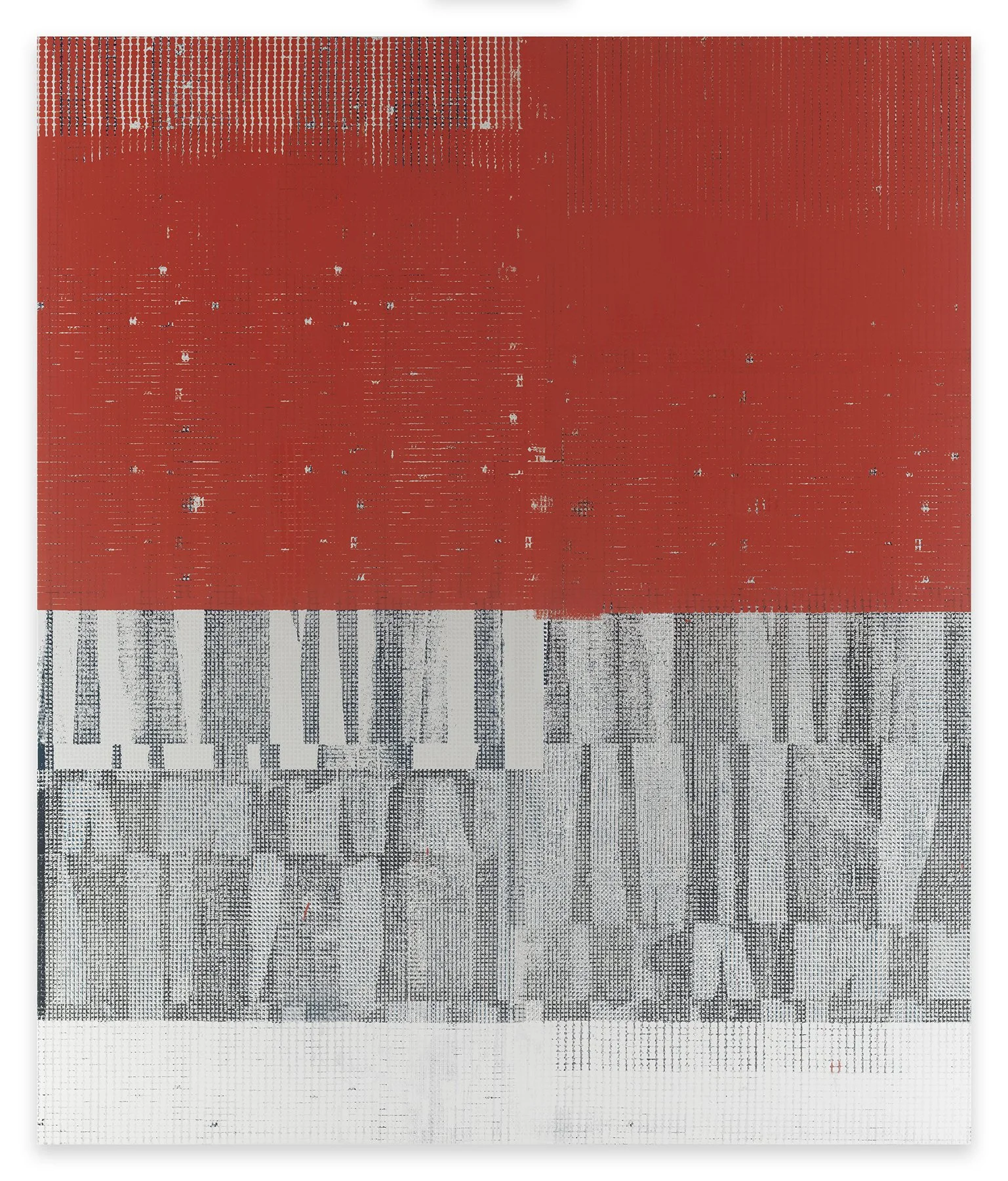  Aggregate 11 (rose veil), 2023  Oil and acrylic on canvas over panel  80&nbsp; x 68 inches       