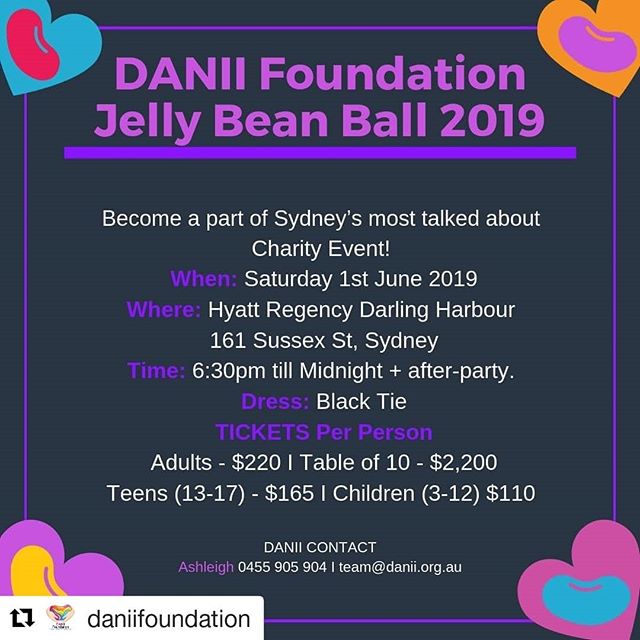 Alright everyone! This girl is back into the swing of things for 2019! 
I joined the @daniifoundation towards the end of last year and we are now organising our 8th Annual Jelly Bean Ball! 
If you are interested in attending, becoming a sponsor or do