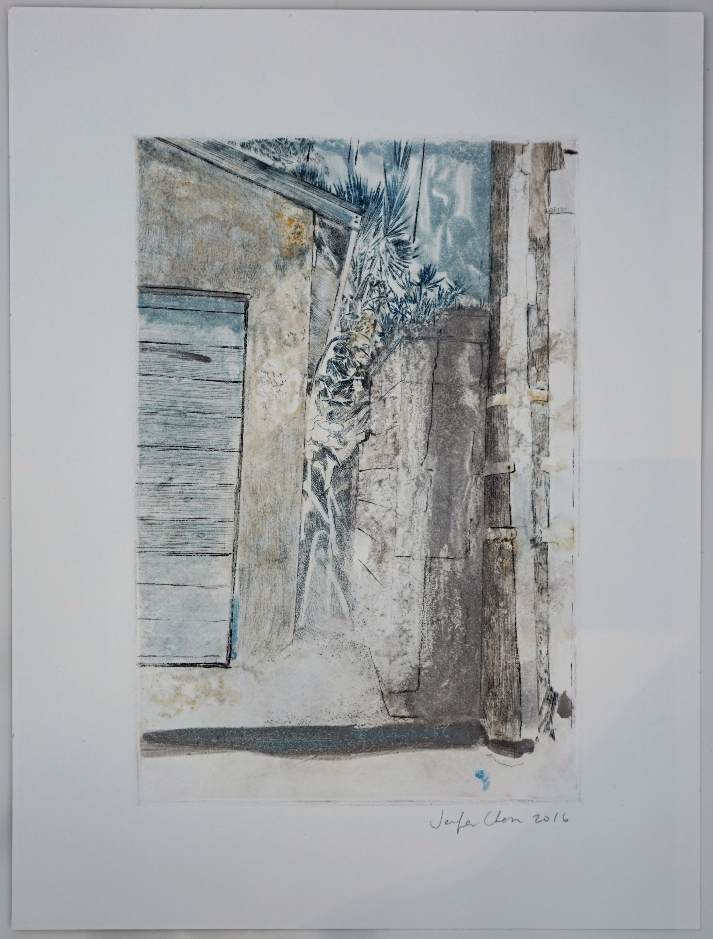    Untitled   (34.0-118.1;2014_90640, W. Beverly Blvd), 2016  Intaglio (drypoint), Monoprint, 12x9 in. 