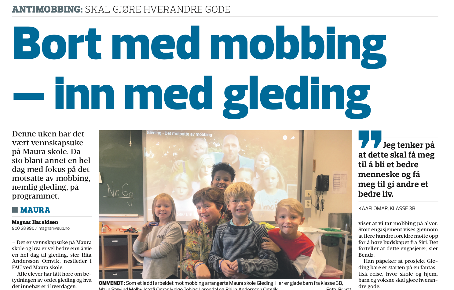 Bort med mobbing - inn med gleding