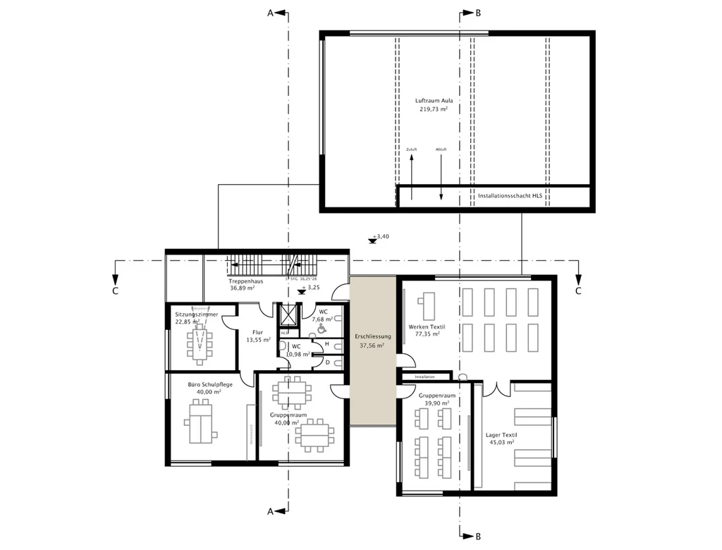 EXTENSION BUILDING SCHOOL CENTRE REBEN