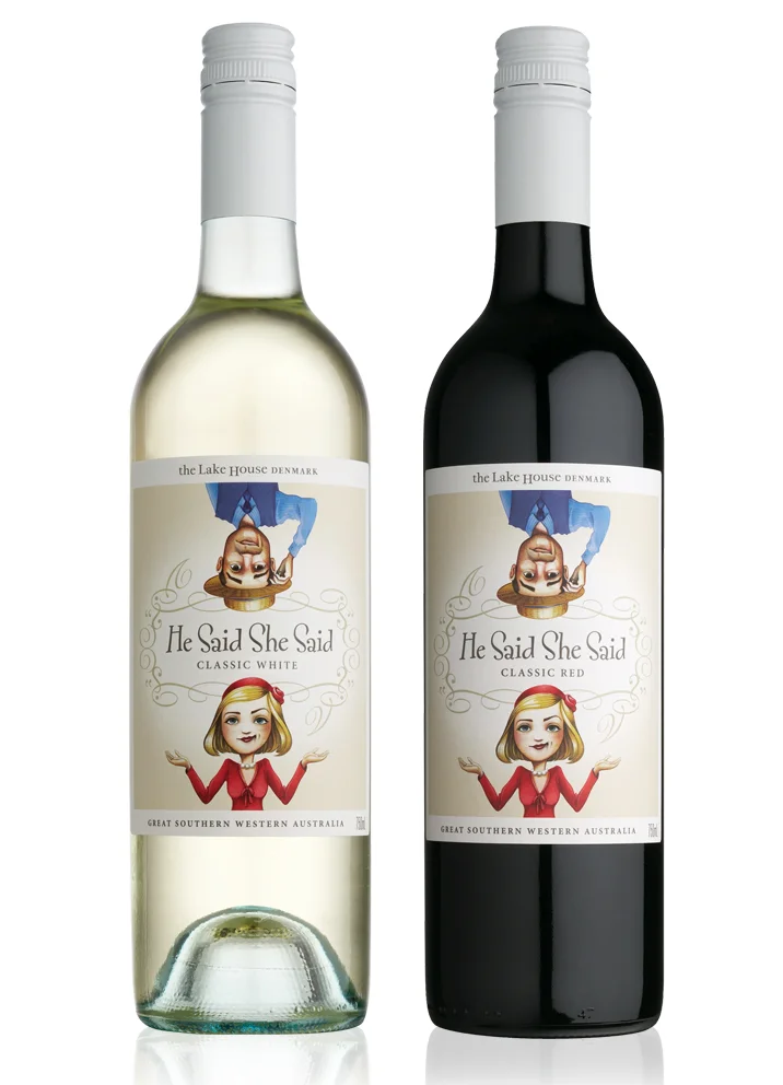 He Said She Said wine label design
