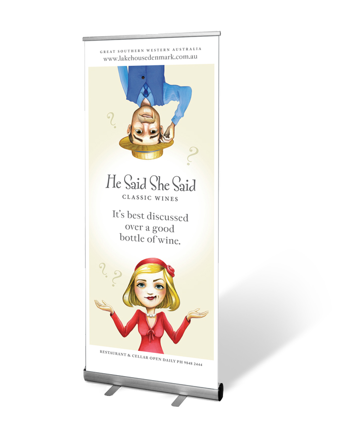 He Said She Said wine banner design