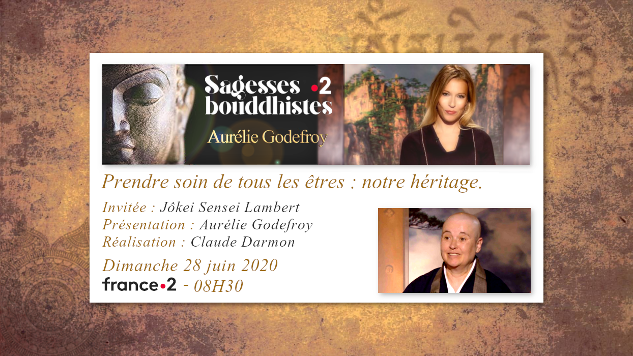Émission "SAGESSES BOUDDHISTES" du 28 juin 2020 : "Prendre soin de tous les êtres : notre héritage." - FRANCE 2 - 08H30.