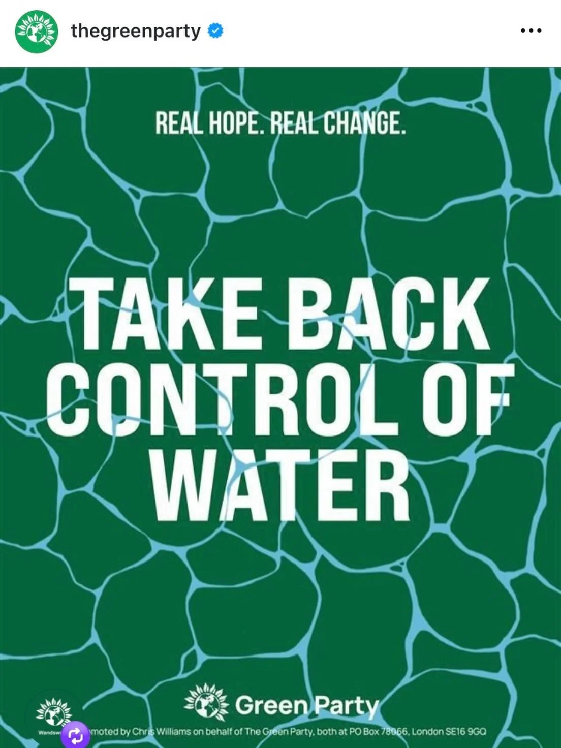 We have to have water back in public ownership. I would like to see unpolluted rivers in the U.K. &amp; Ireland in my lifetime. We have to put the planet before shareholder profit. We desperately need change.