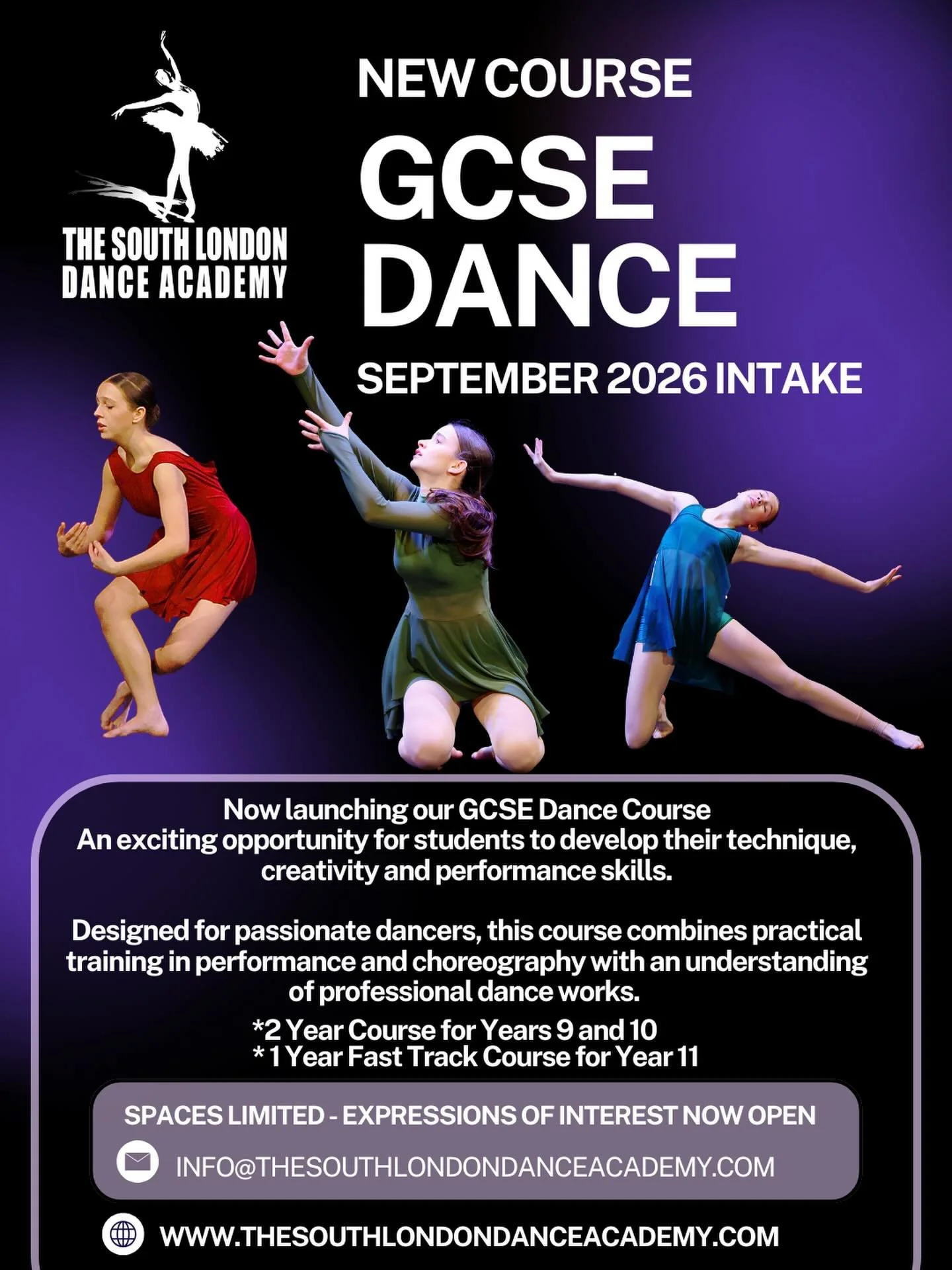 ✨ **NEW GCSE Dance Course &ndash; Applications of Interest Now Open!** ✨

We&rsquo;re excited to announce that applications of interest are now open for our GCSE Dance course starting September 2026!

Designed for passionate dancers looking to develo