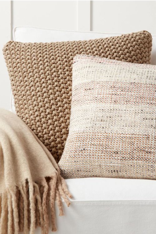 Accessorize with Thick, Textured Blankets and Pillows