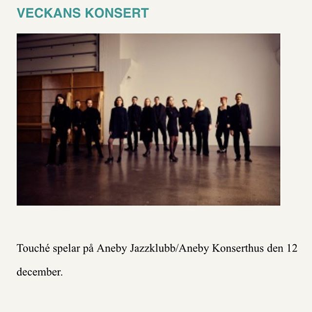 CONCERT OF THE WEEK IN SWEDISH JAZZ MAGAZINE ORKESTERJOURNALEN! Tonight, Dec 12th - join us at Aneby Jazzklubb! Welcome!! 🌟🌟