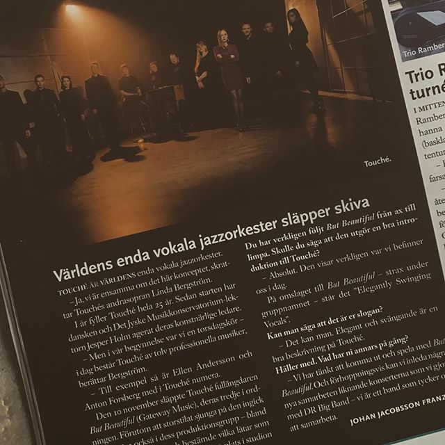 SO GREAT to be featured in the latest issue of Swedish jazz magazine @orkesterjournalen!! #touchejazz #vocalbigband #vocaljazz #butbeautiful