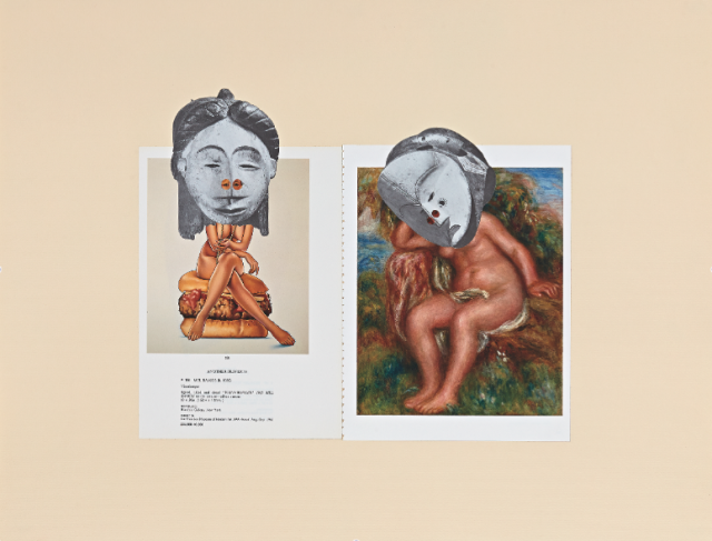 William Villalongo, ‘Muses (Artifact 1)’, 2012-14, 7 paper collages in plexiglass vitrines, 23 1/2 x 18 in. 