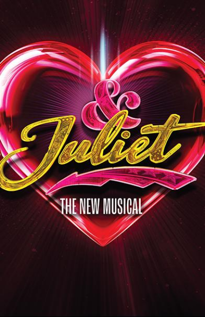 Poster for 'Juliet' musical featuring a glowing neon red heart and pink and yellow text.