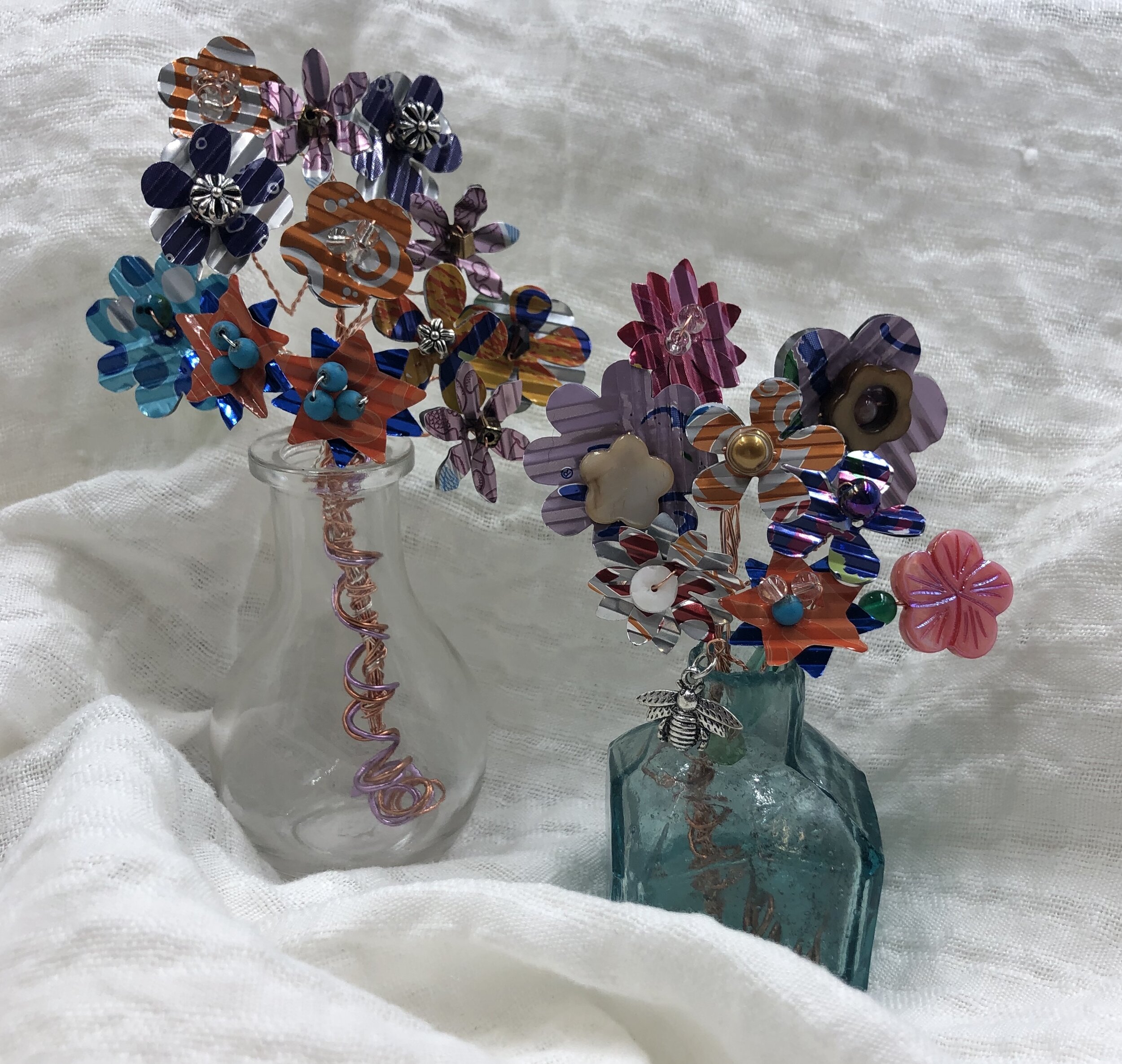 Up-cycled Aluminum Bouquets in Vases