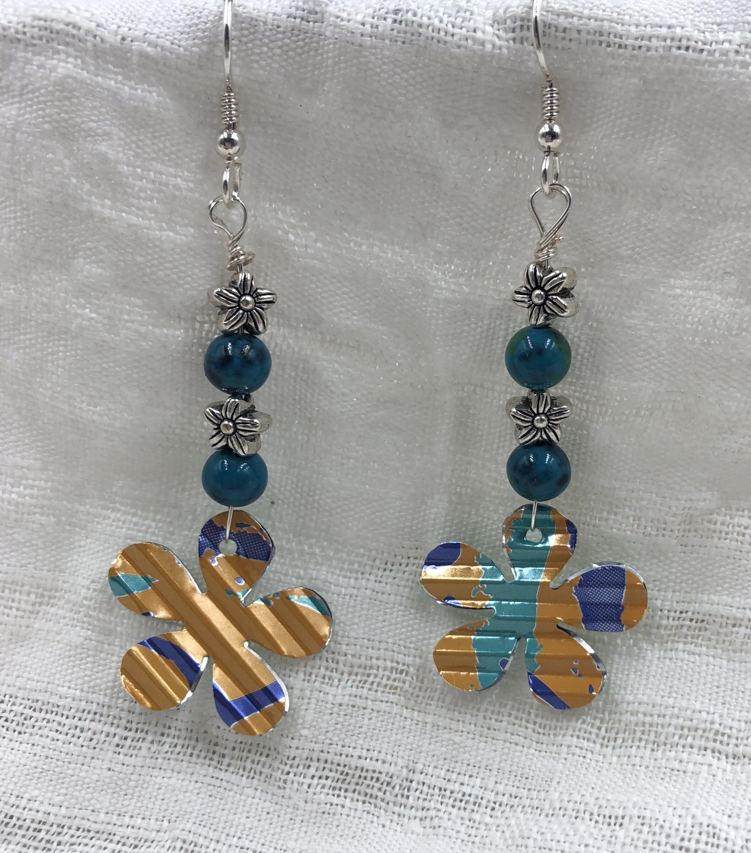 Up-cycled Aluminum, Sterling Earrings