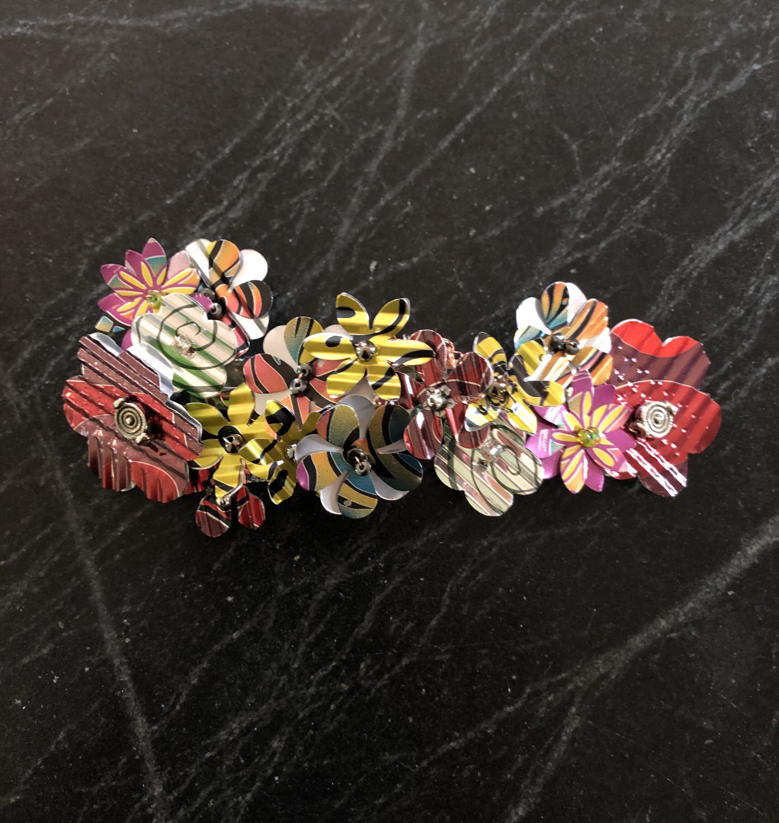 Up-cycled Aluminum, Beads, Barrette