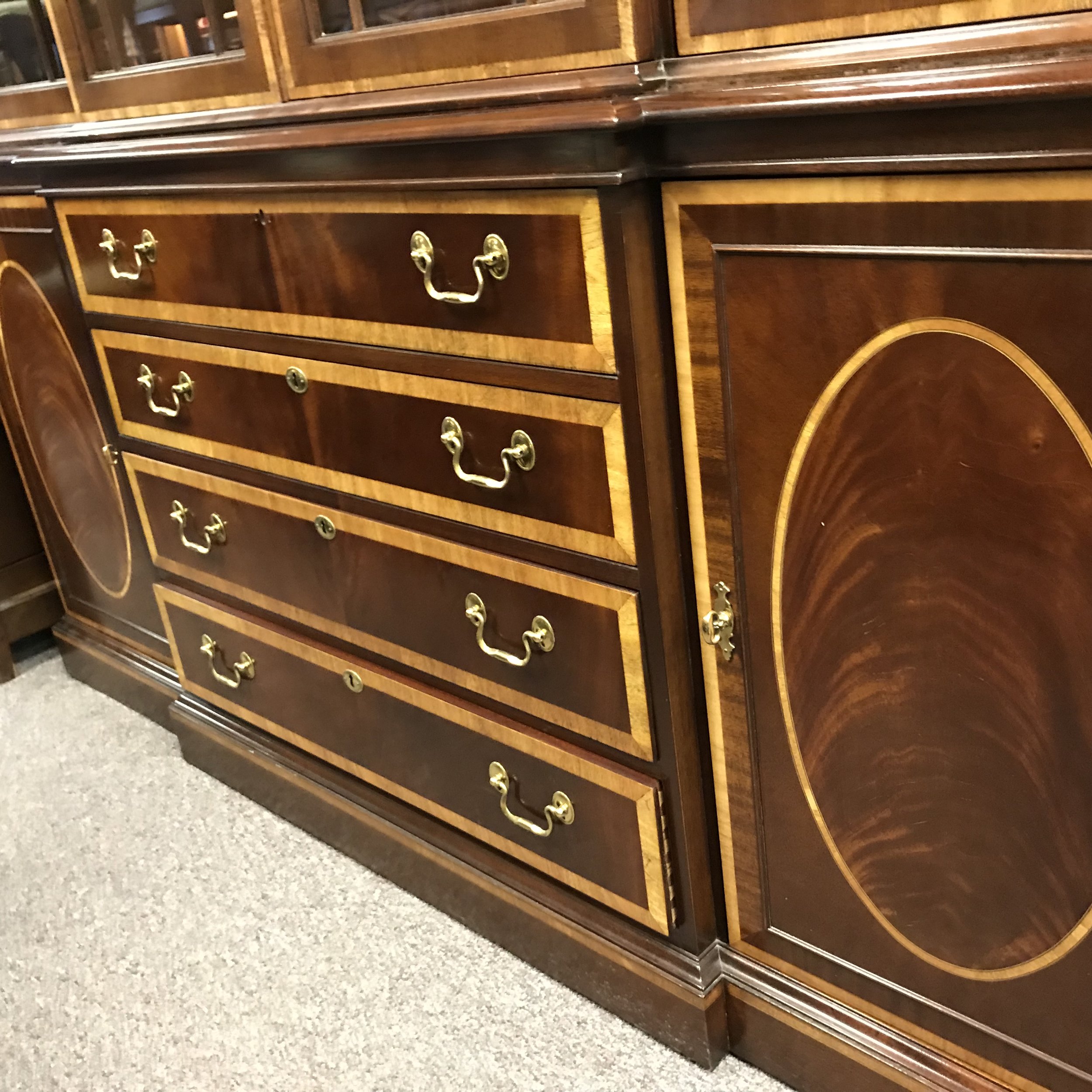 Mahogany Breakfront China Cabinet By Hickory Chair Co With Banded