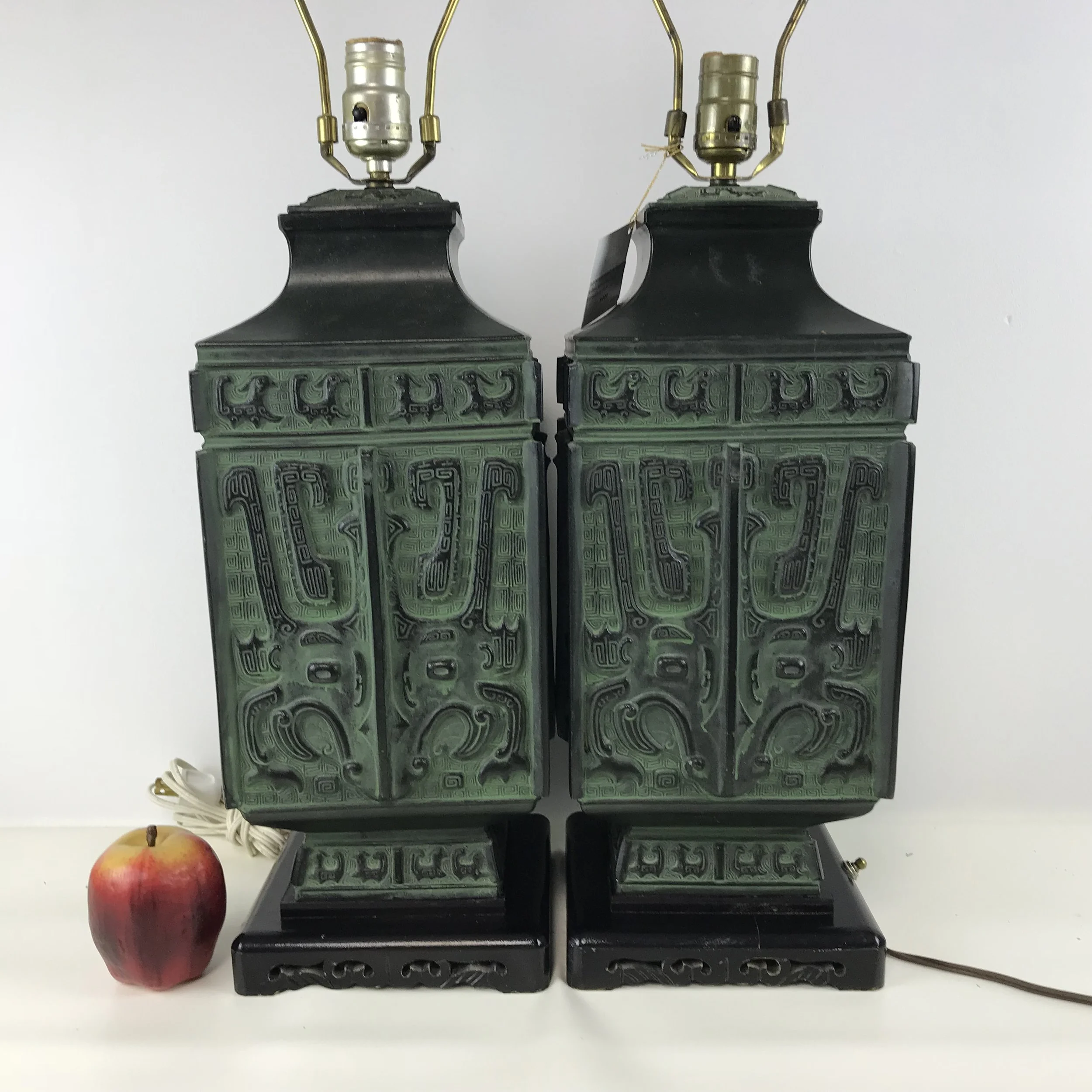 Pair of Large Mid Century Hollywood Regency Archaic James Mont