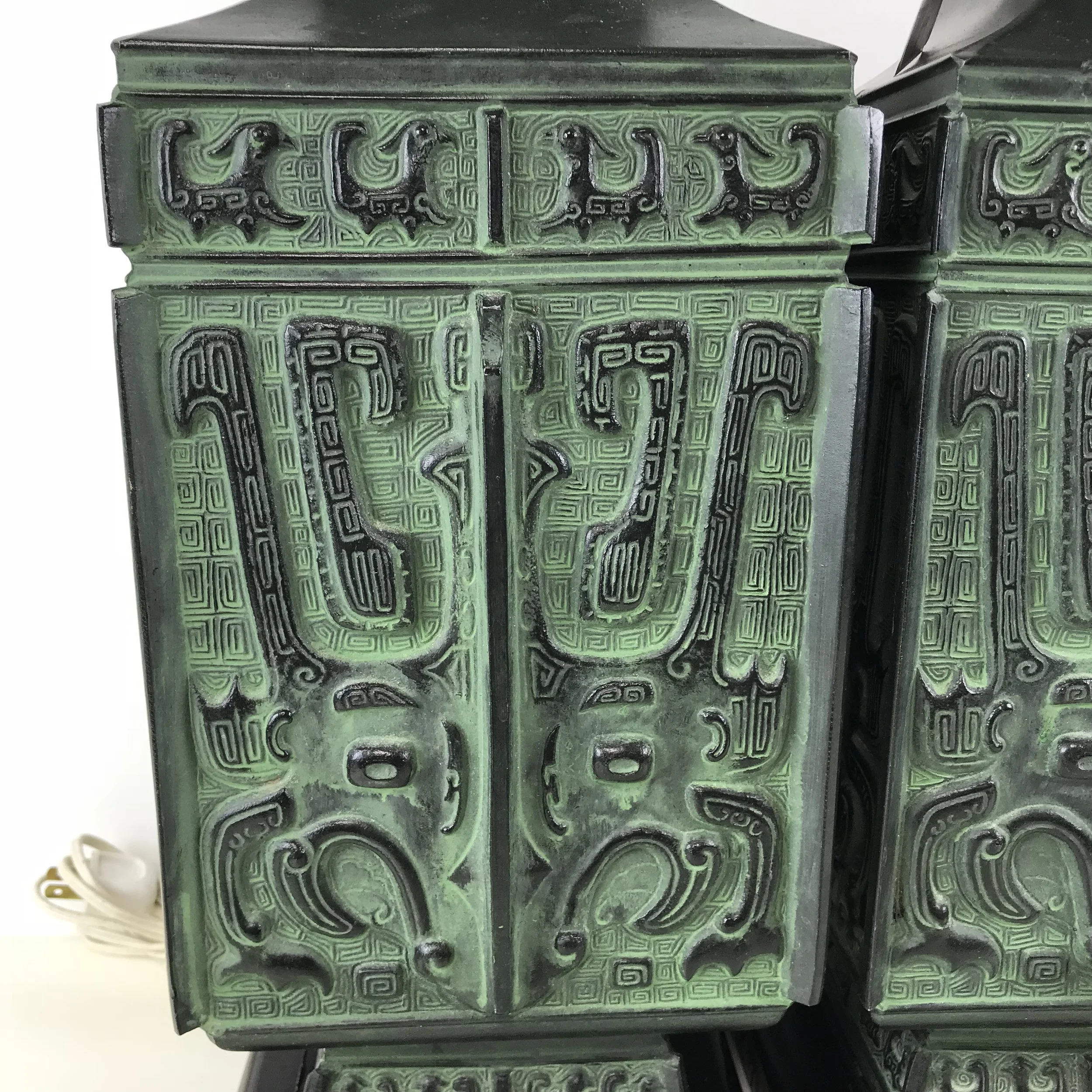 Pair of Large Mid Century Hollywood Regency Archaic James Mont