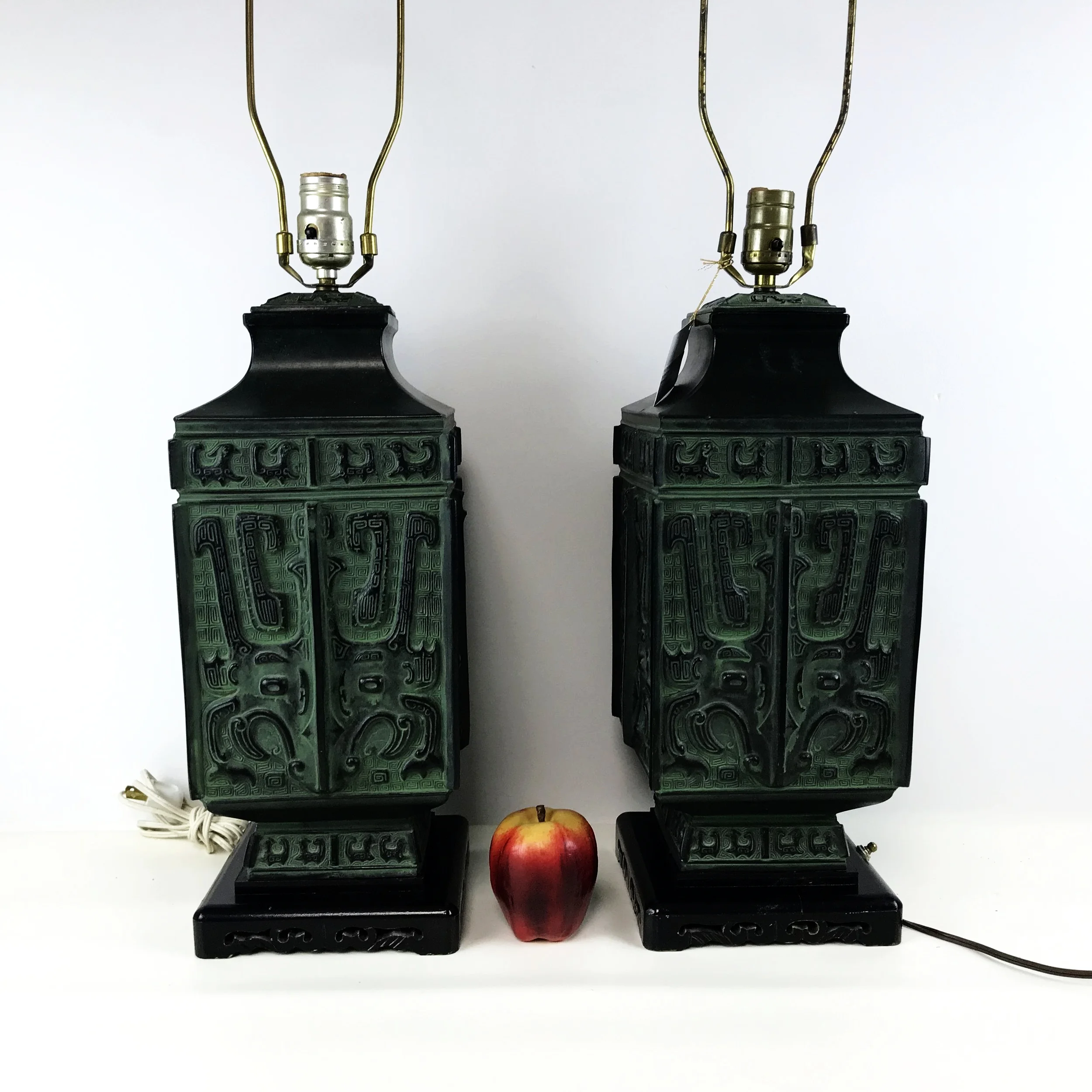 Pair of Large Mid Century Hollywood Regency Archaic James Mont