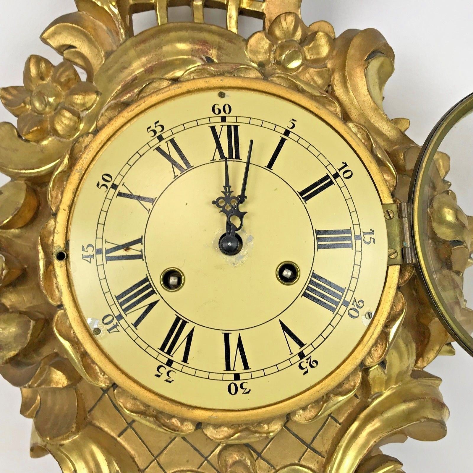 Early 20th Century Carved Gilt Wood French Rococo Wall Clock — Ardesh