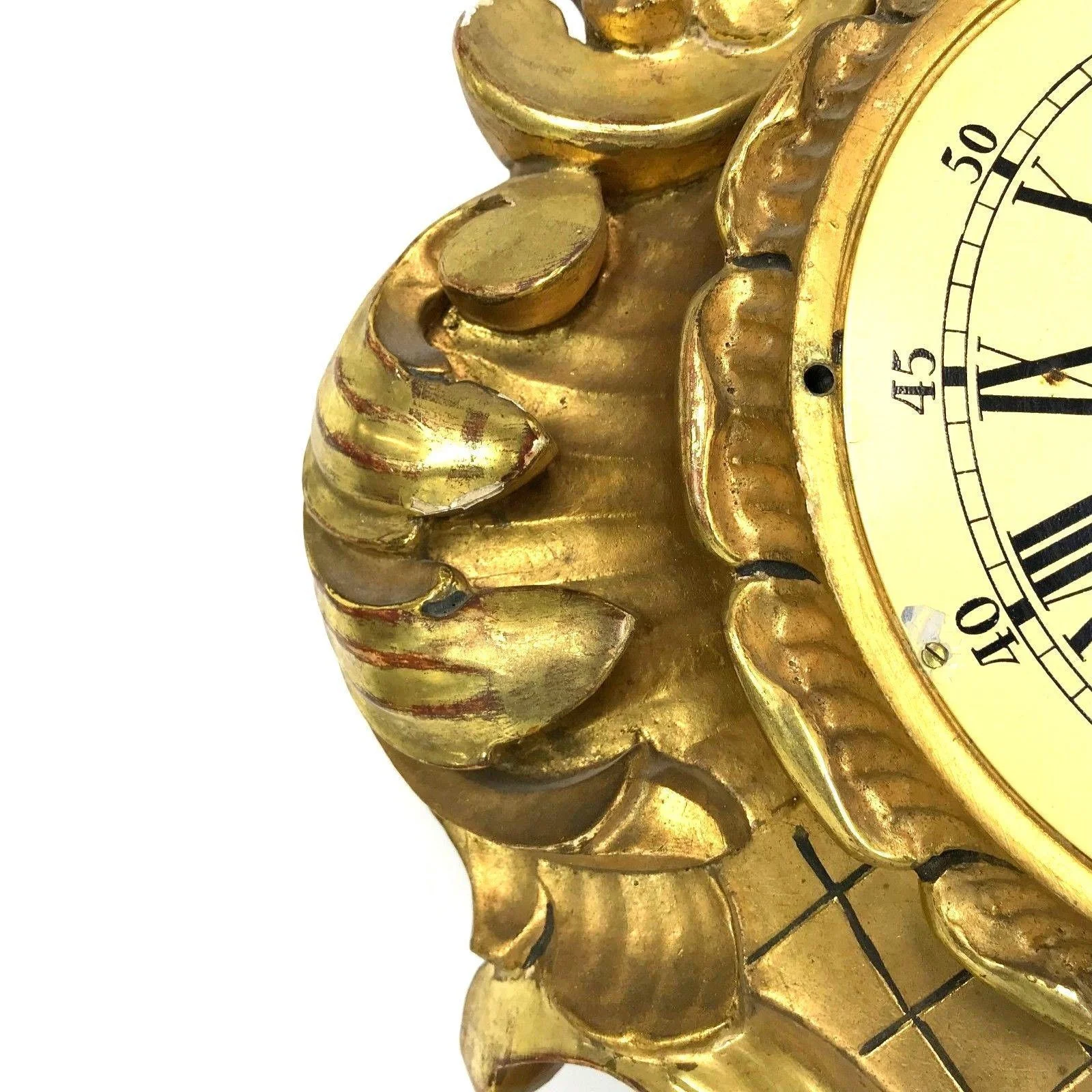 Early 20th Century Carved Gilt Wood French Rococo Wall Clock — Ardesh