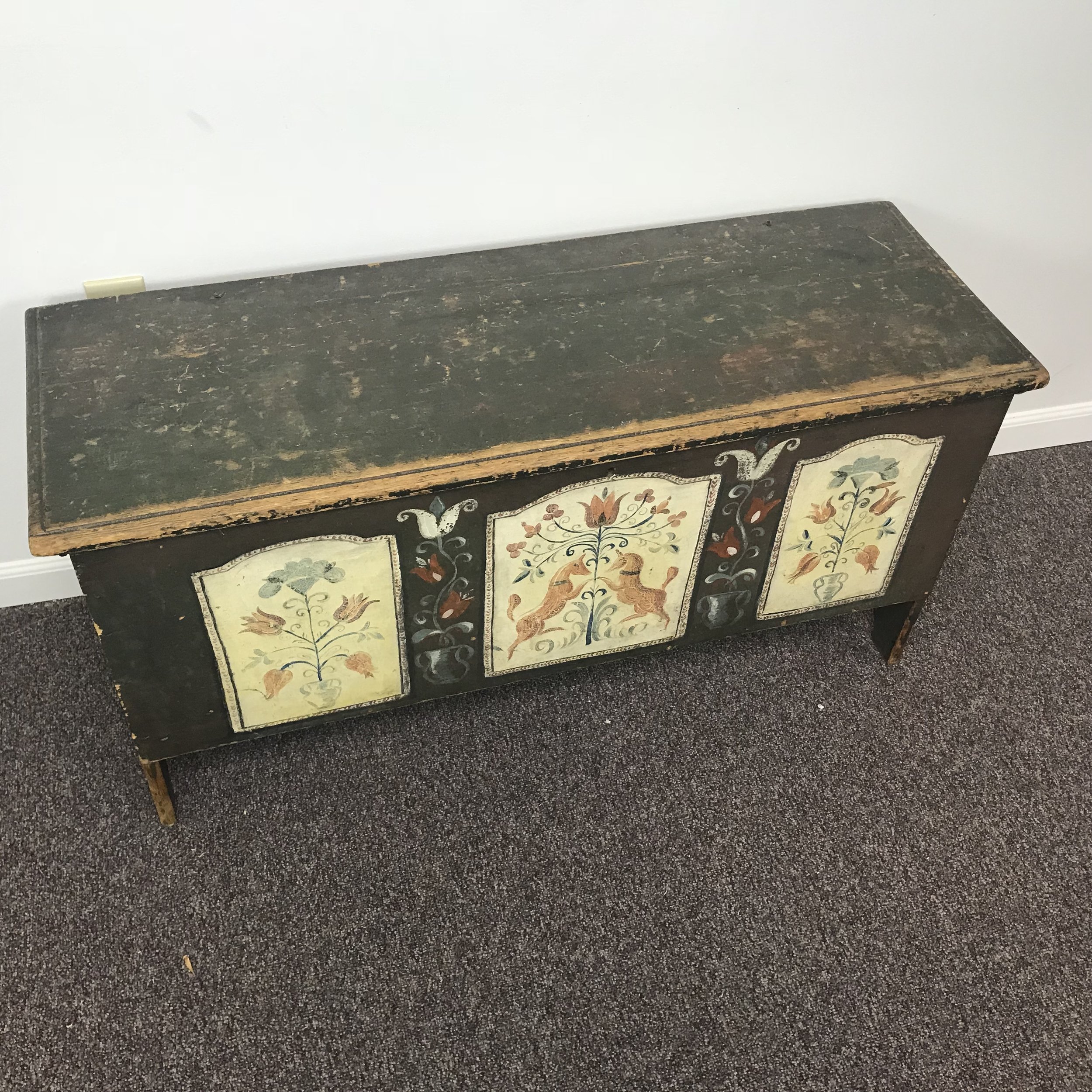 Pennsylvania Dutch German Painted Blanket Chest Ardesh