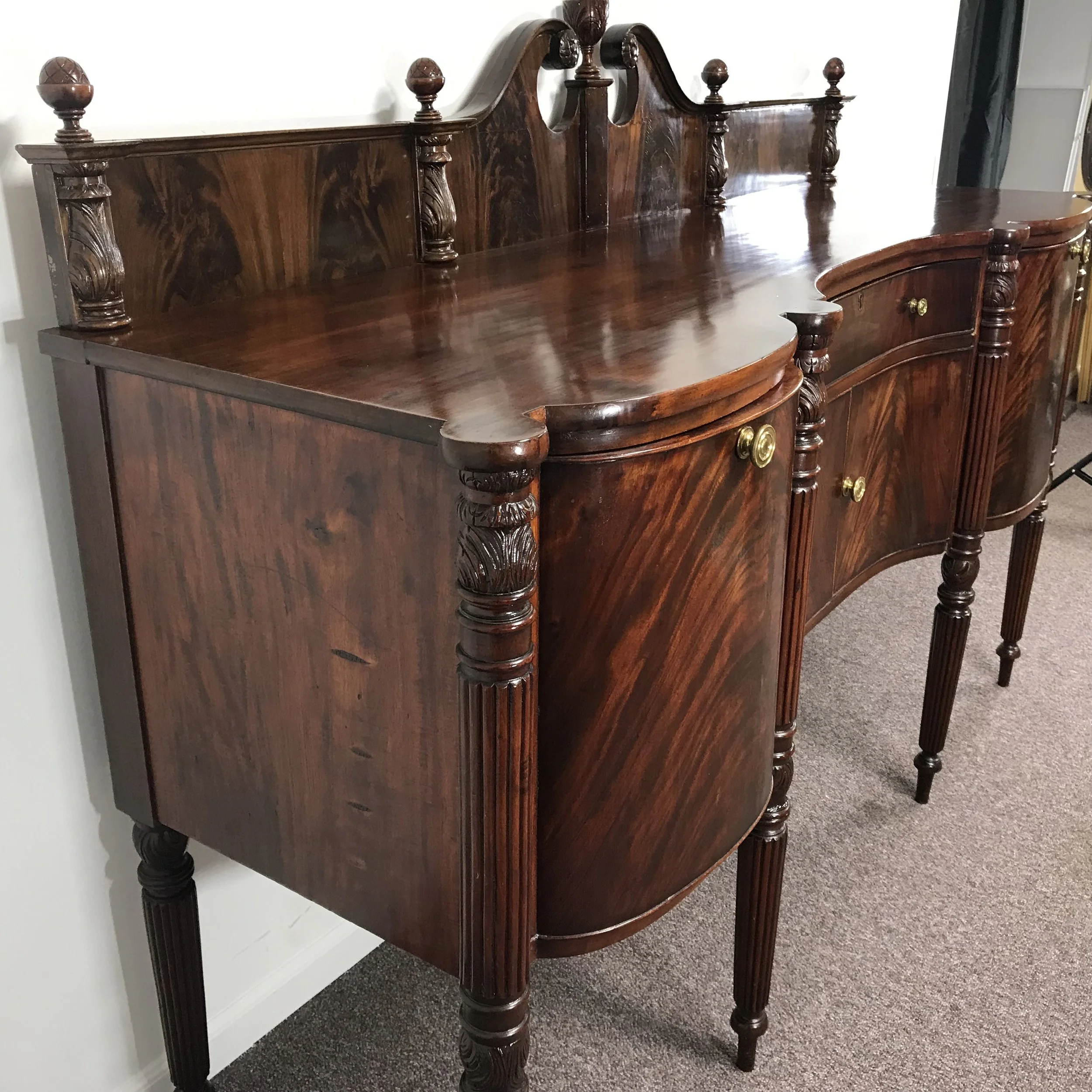 Antique English Flame Mahogany Sheraton Sideboard Circa 1830 — Ardesh, image size:2500x2500