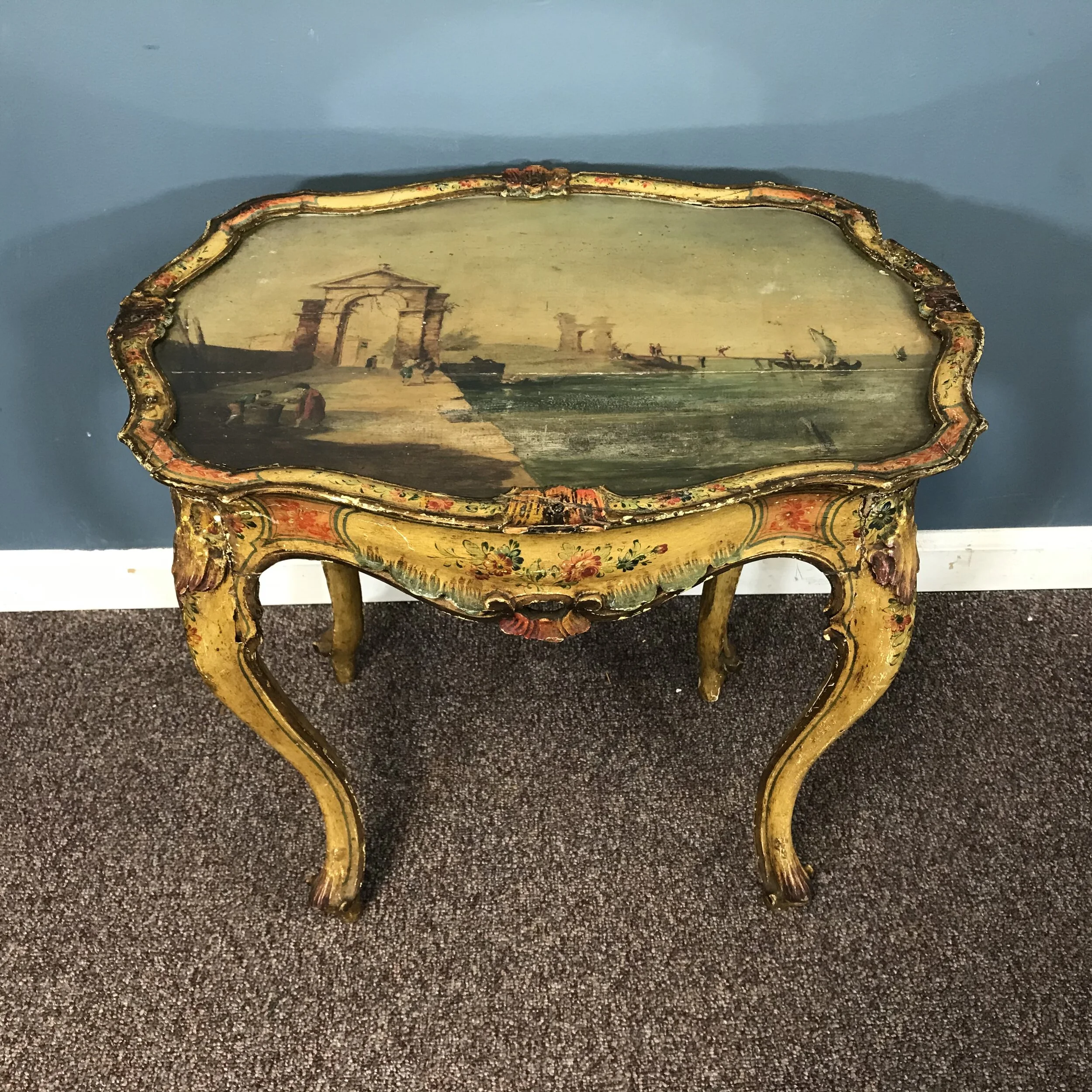 Antique Italian Rococo-Style Polychrome \u0026 Paint Decorated Side Table —  Ardesh, image size:2500x2500