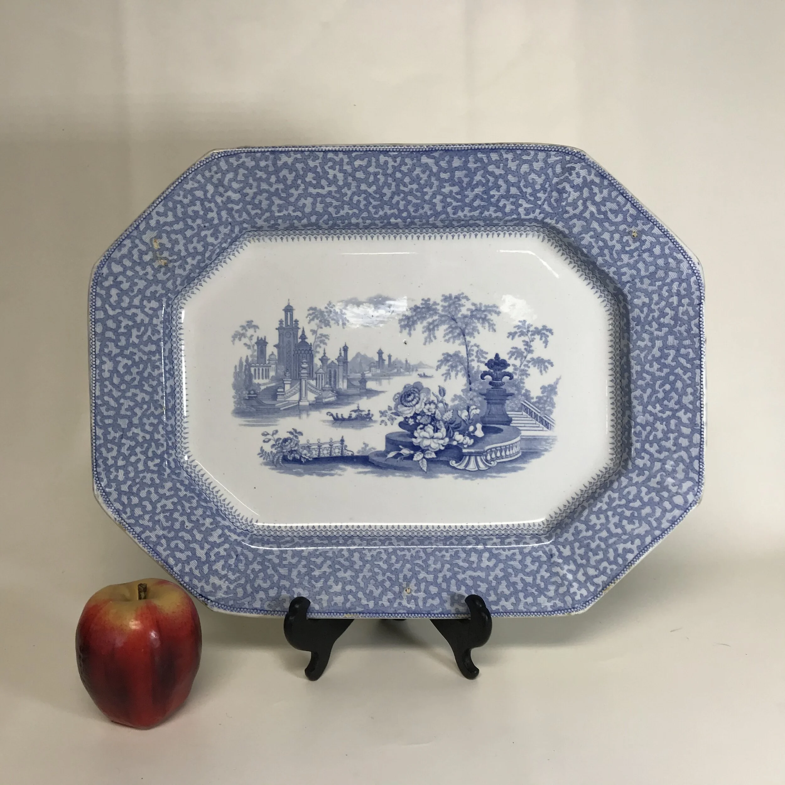 1840s Blue Transferware Ironstone Platter 