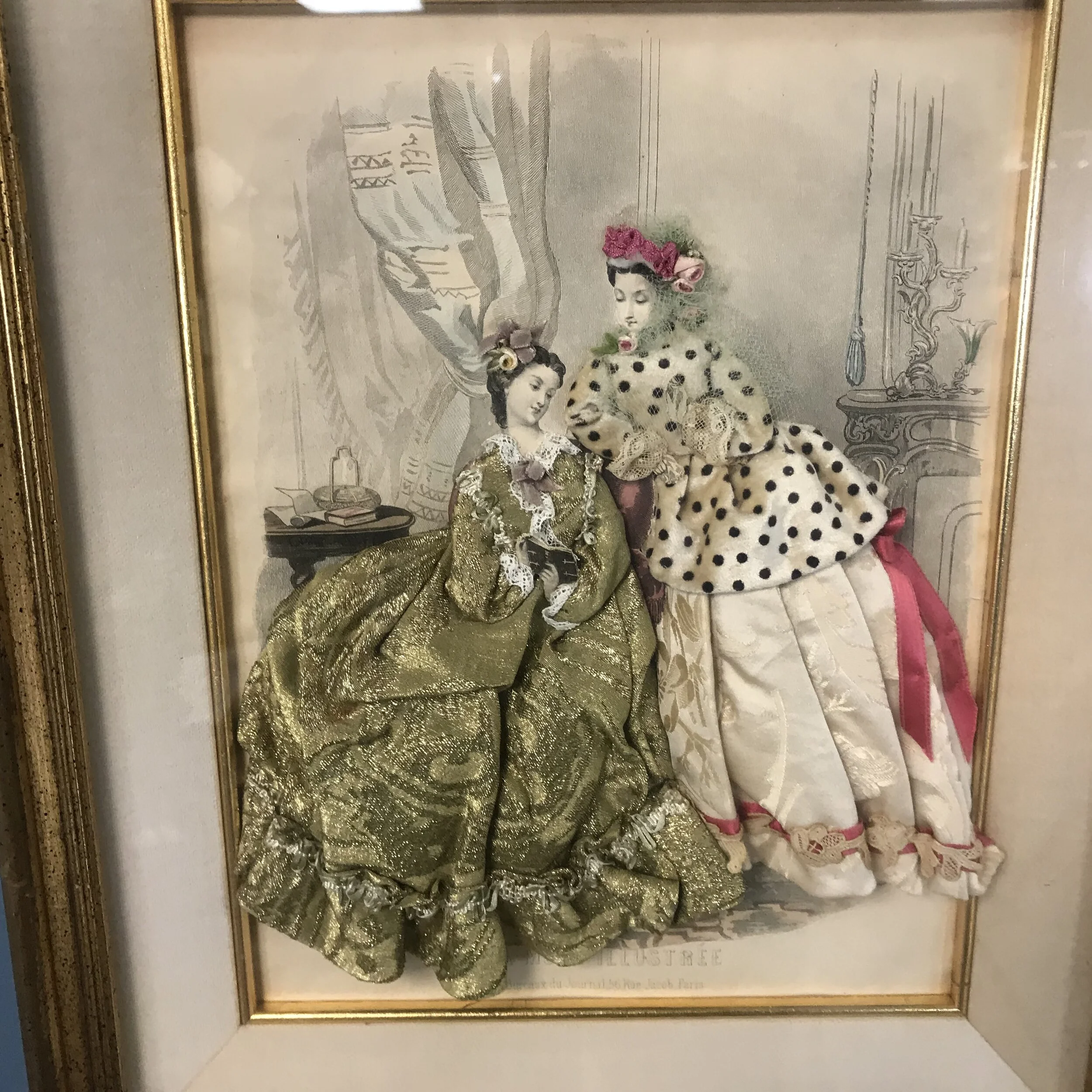 19th C La Mode Illustree 3d Parisian Fashion Decorated Shadow Box