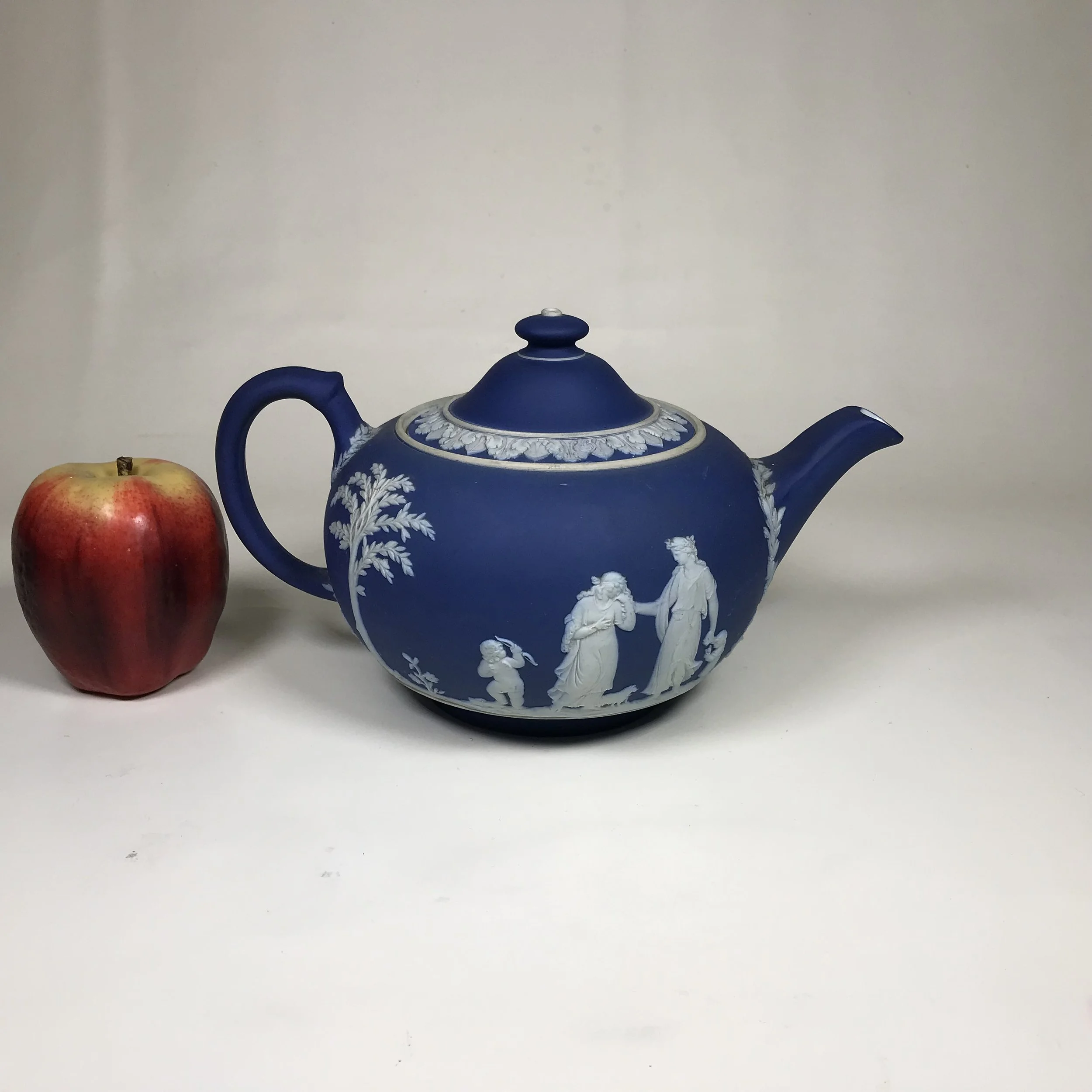 19th Century Wedgwood Dark Blue Dipped Jasperware Teapot — Ardesh