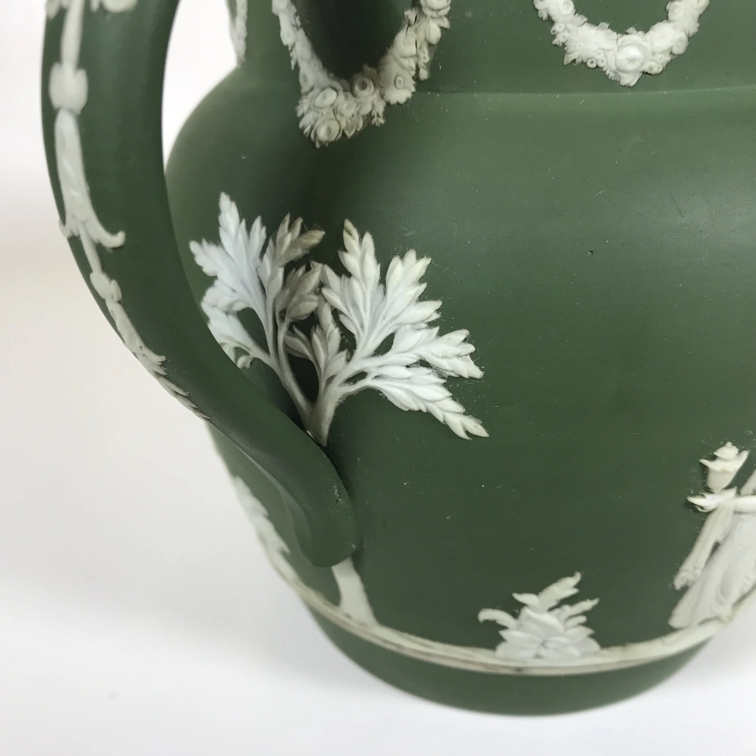 Circa 1900 Wedgwood Green Dipped Jasperware Pitcher — Ardesh