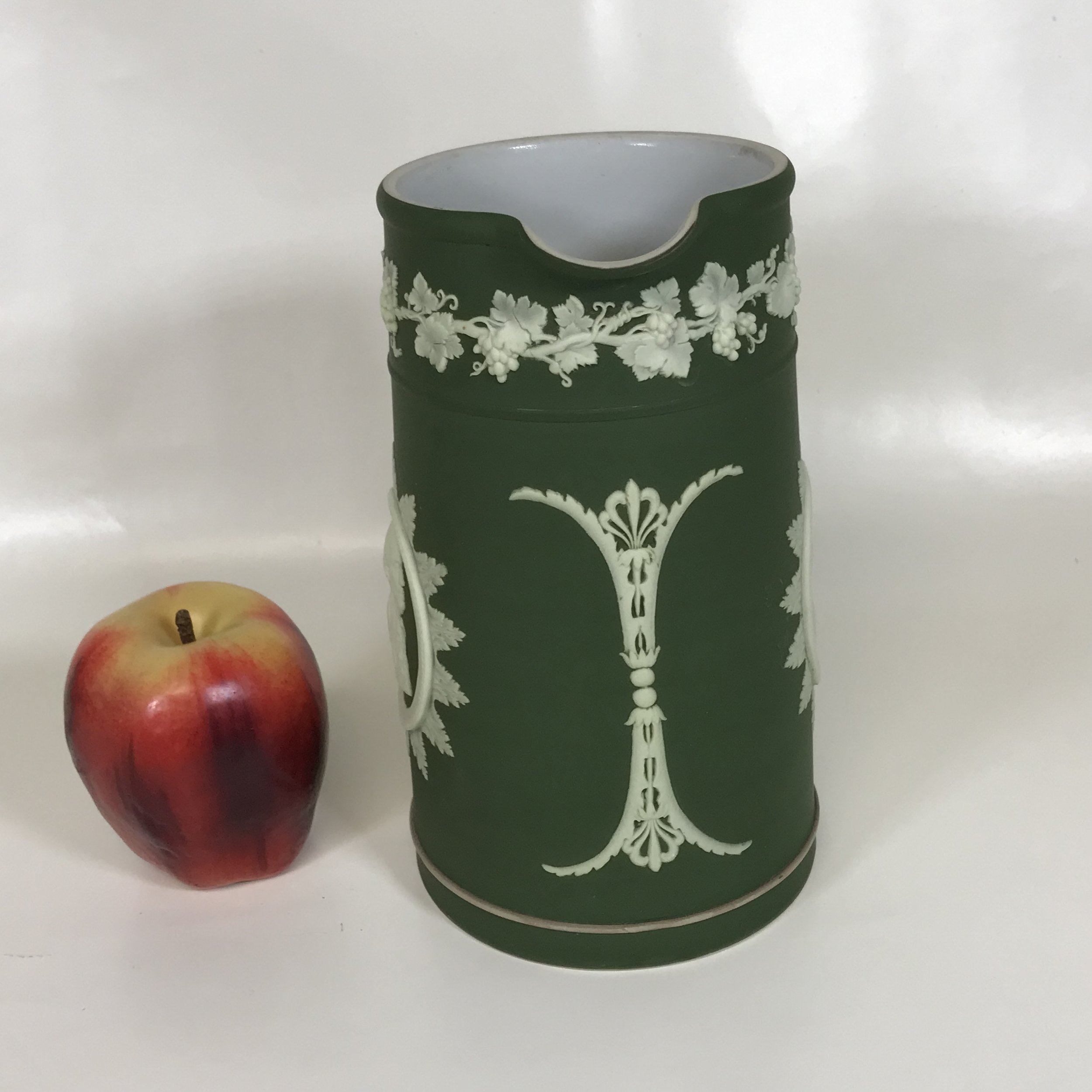 Tall Circa 1900 Wedgwood Dark Green Dipped Jasperware