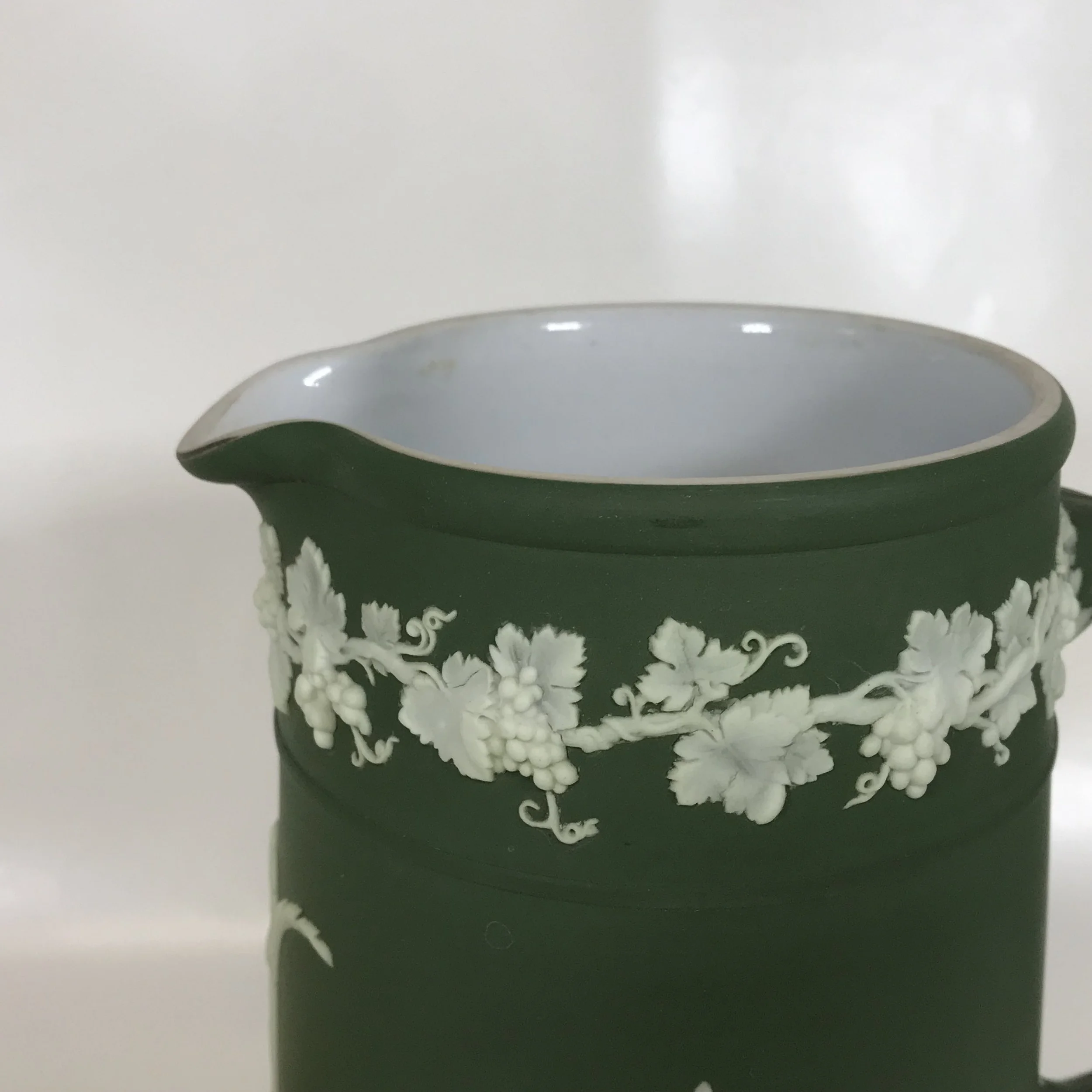 Tall Circa 1900 Wedgwood Dark Green Dipped Jasperware