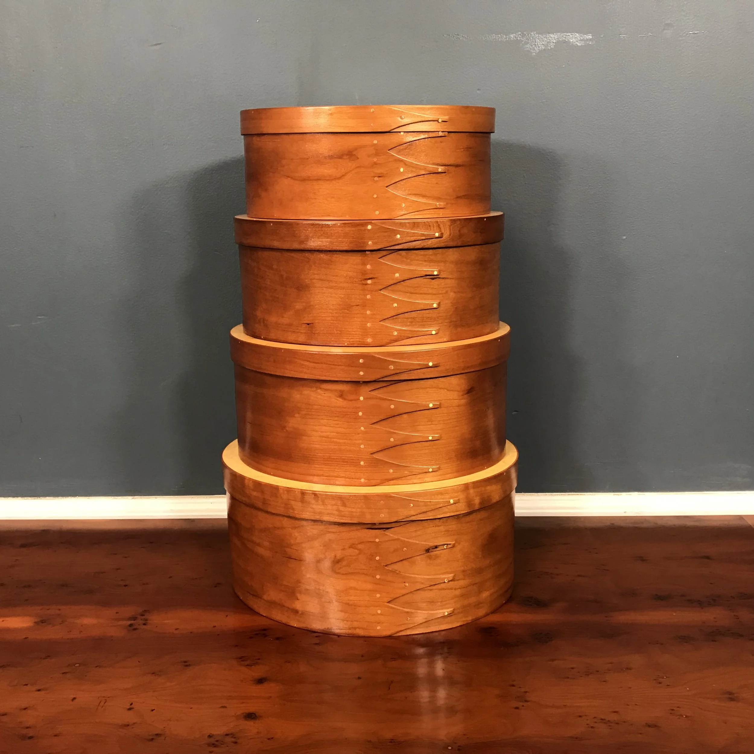 Nesting Set of Brent Rourke Cherry & Birdseye Maple Shaker Boxes