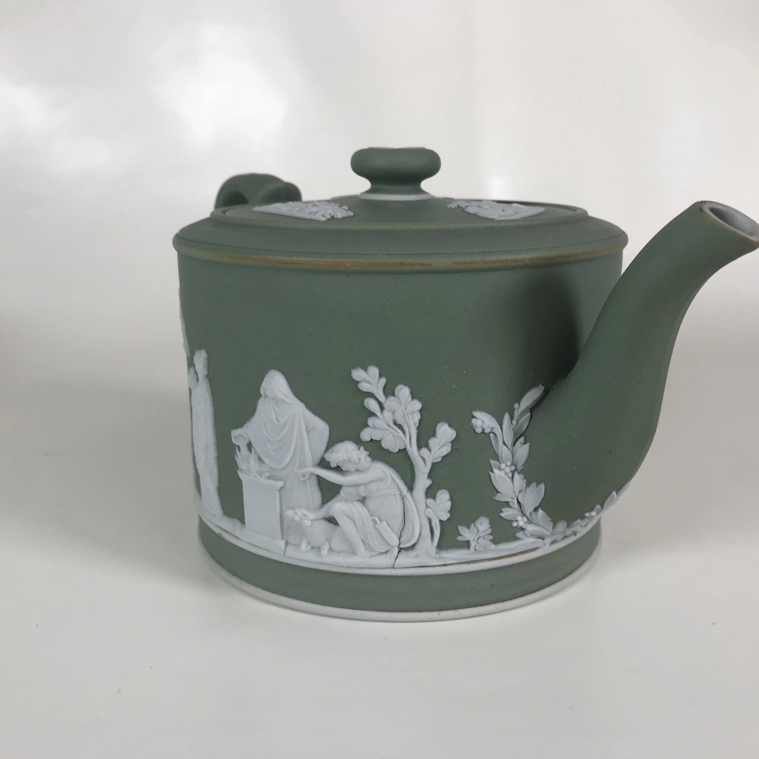 Ca. 1891 Wedgwood Green Jasperware Teapot — Ardesh
