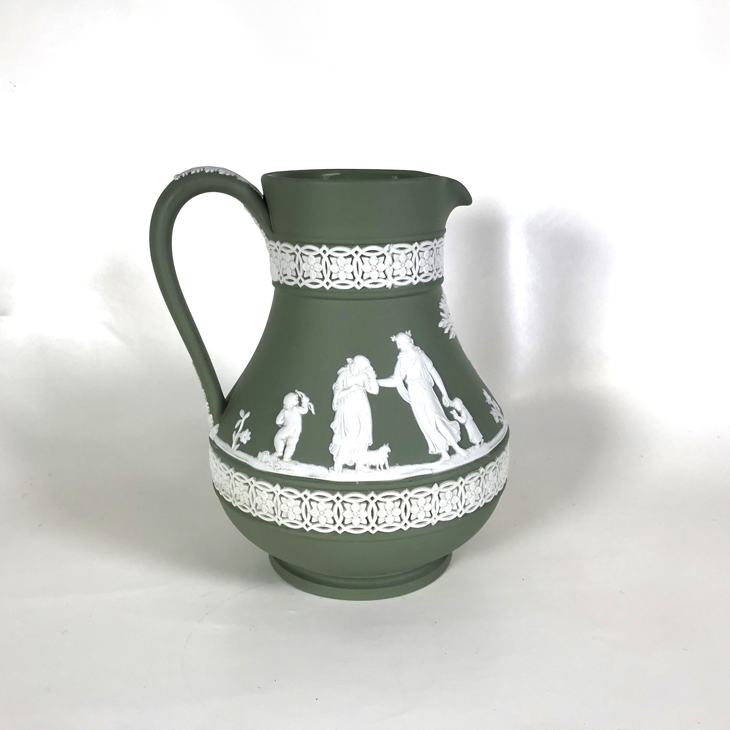 Ca. 1955 Wedgwood Green Jasperware Pitcher — Ardesh