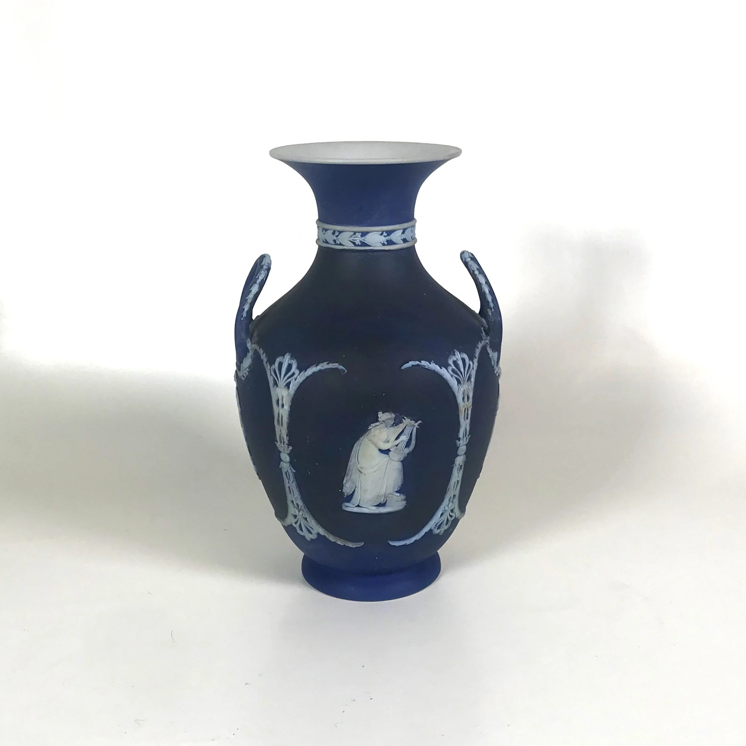 Circa 1900 Wedgwood Dark Blue Dipped Jasper Vase — Ardesh