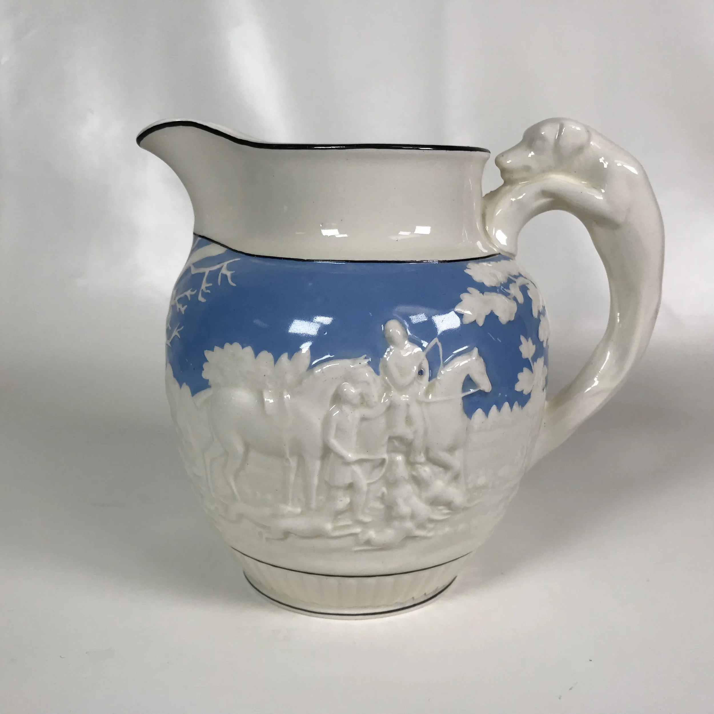 Wedgwood Creamware D'ye Ken John Peel Pitcher Greyhound Handle