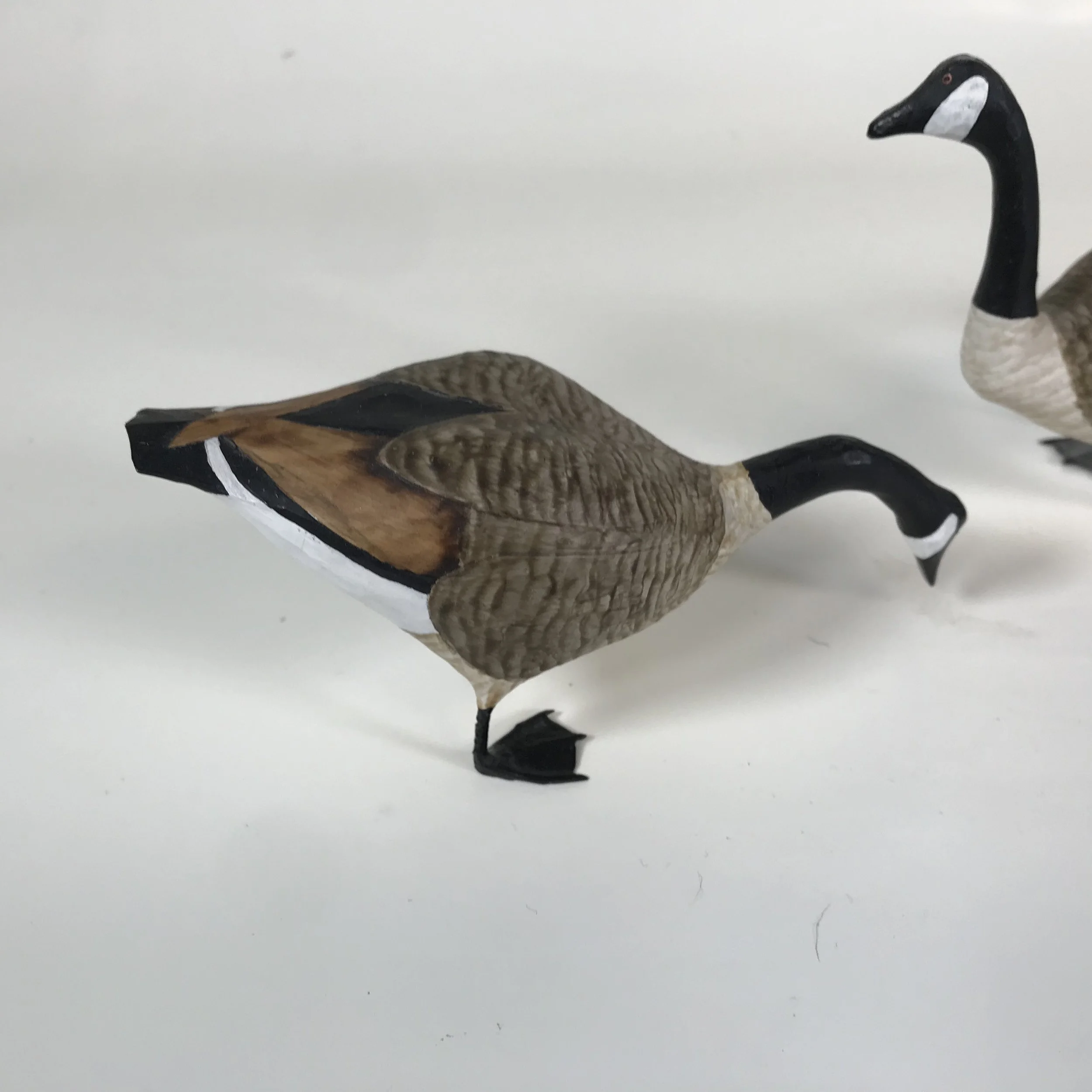 Set of 4 Ted Hanks Miniature Carved And Painted Canadian Geese