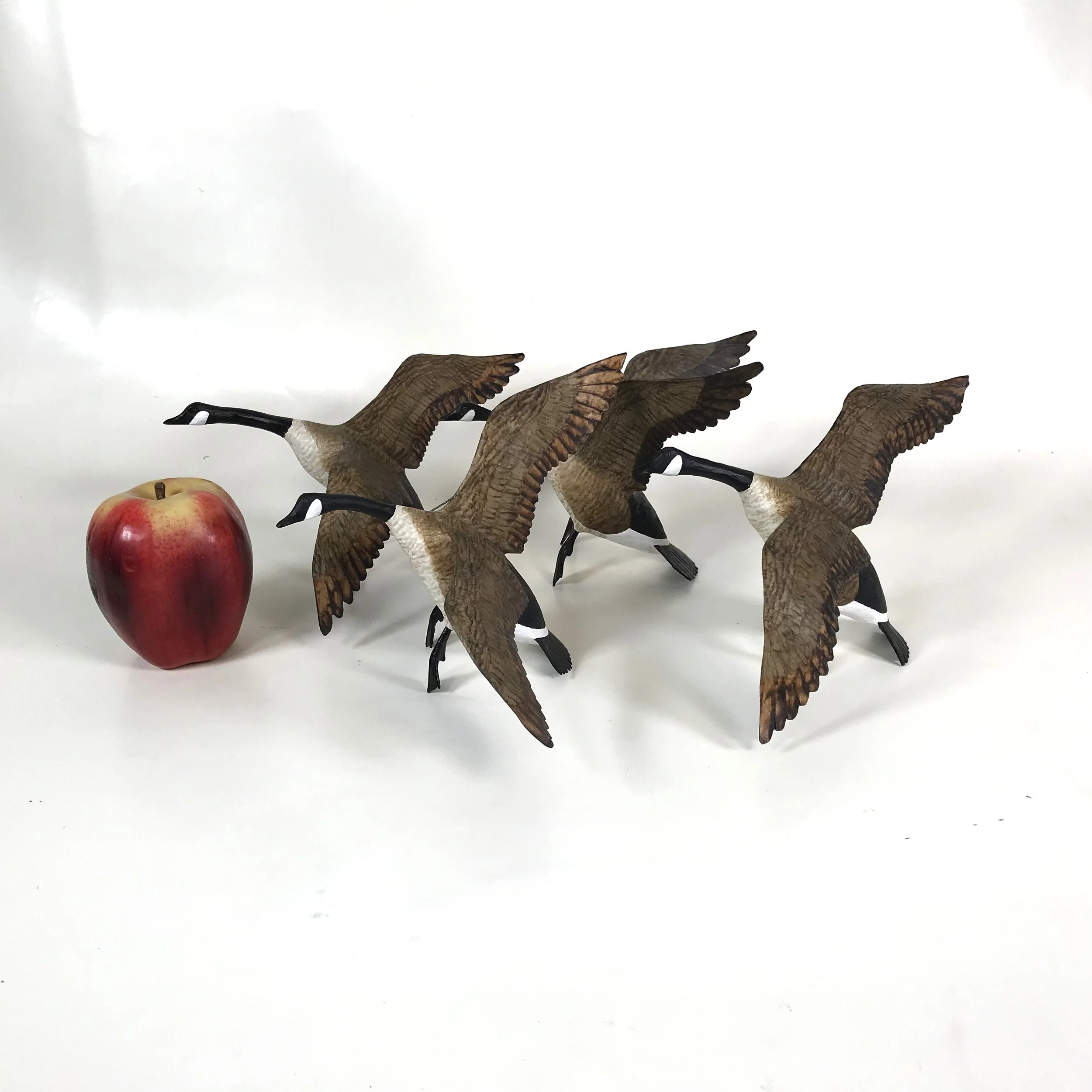 Set of 4 Ted Hanks Miniature Carved And Painted Flying Canadian