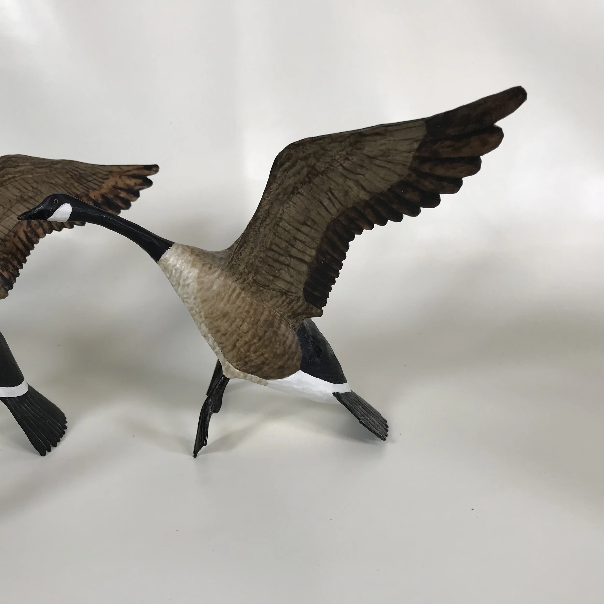 Set of 4 Ted Hanks Miniature Carved And Painted Flying Canadian
