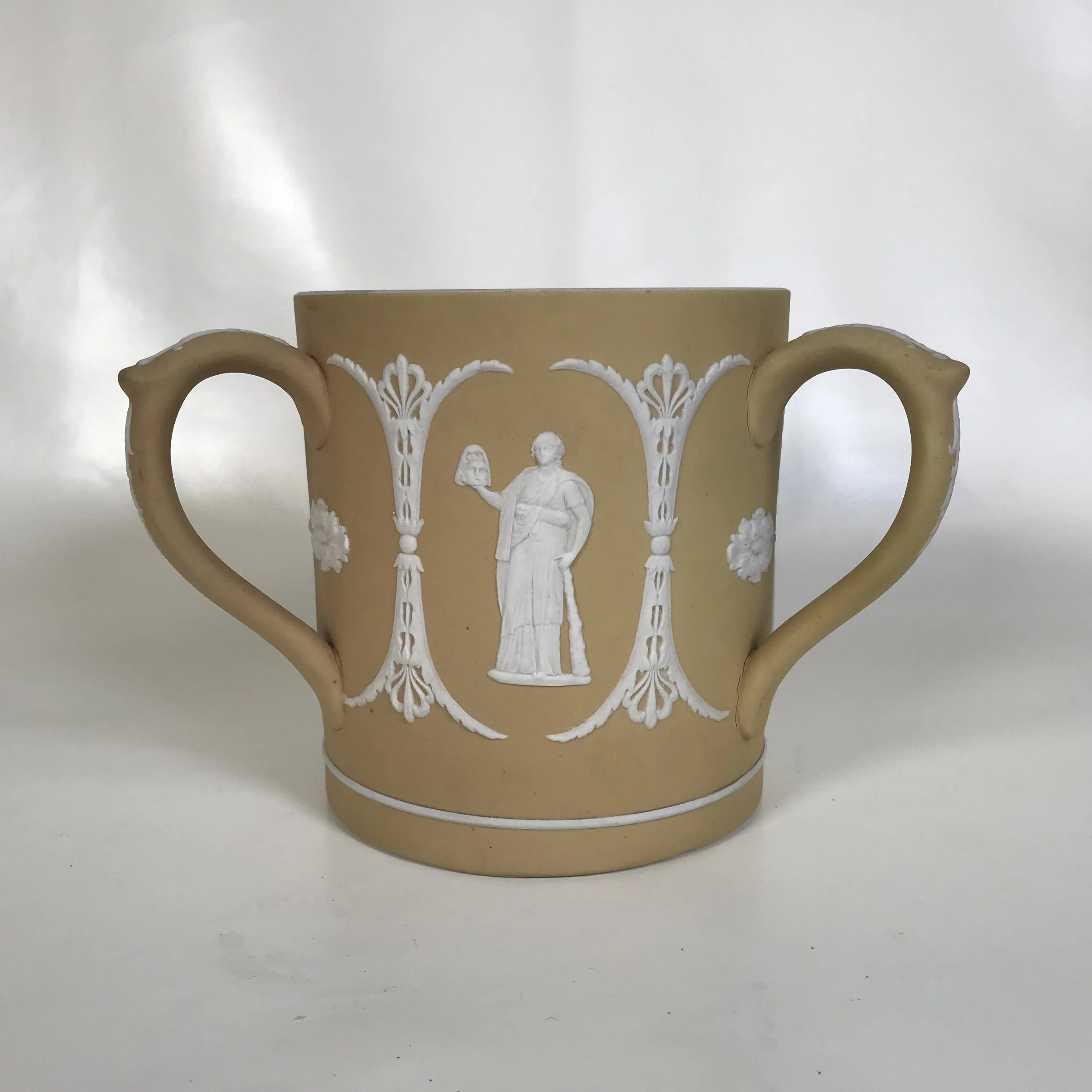 Rare Ca. 1900 Wedgwood Yellow Dipped Jasperware Tyg Cup  Ardesh